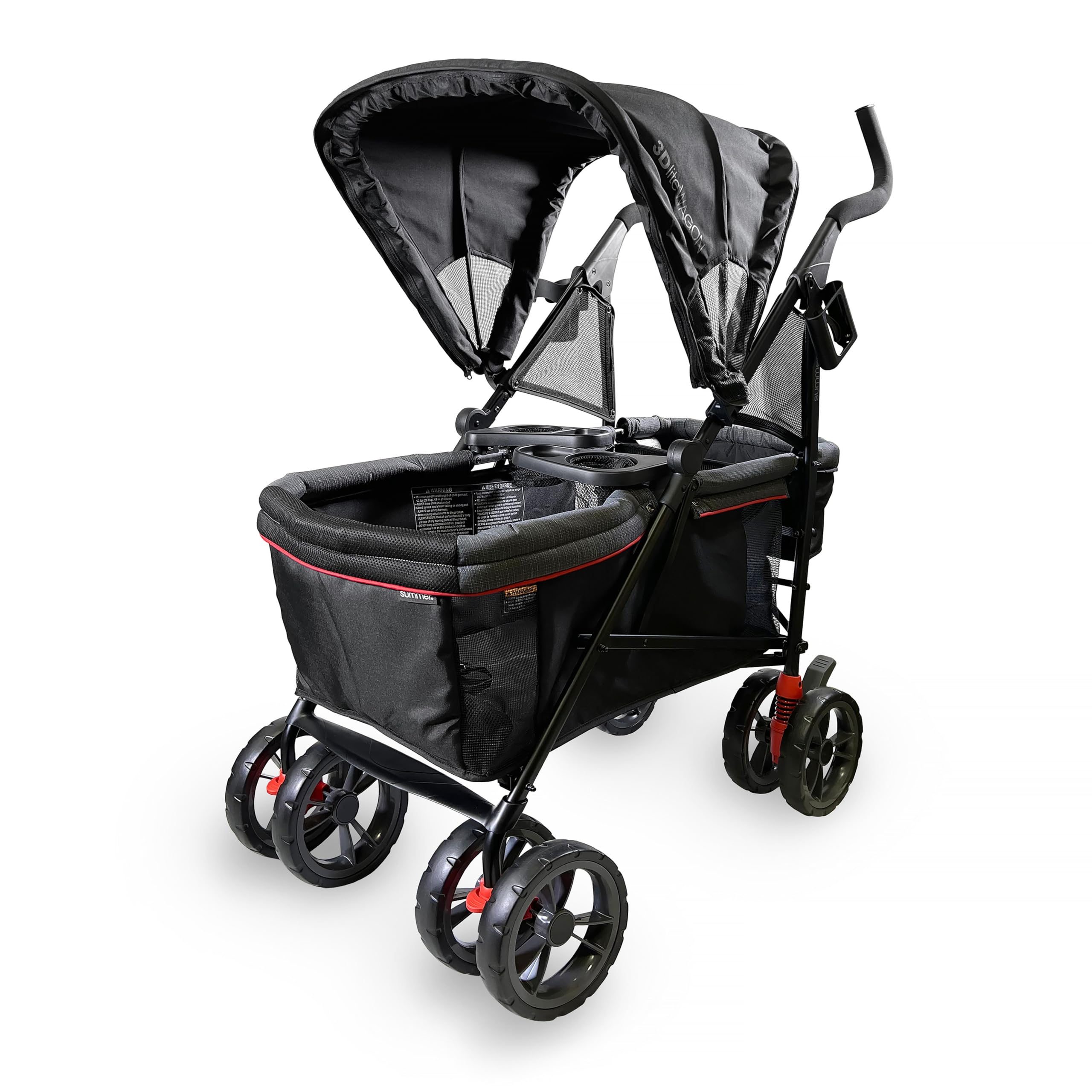 Summer Infant 3Dlite Convenience Stroller Wagon - Lightweight Foldable Travel Stroller for Babies & Toddlers (Red/Black) - Perfect for Park Outings, Beach Trips & Shopping