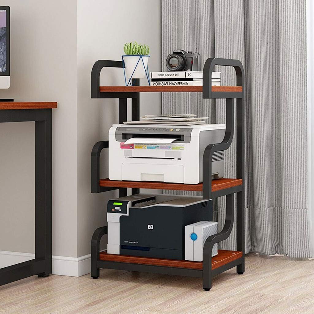 Steel Printer Stand with 4-Tier Storage Shelf - Heavy Duty Office & Home Printer Rack with Non-Slip Cushions, Black - Perfect for Desk Organization & Printer Storage Solutions