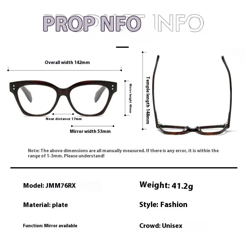 Aror Women's Full Rim Square Cat Eye Thick Acetate Eyeglasses Frame 492761 - Stylish Retro Glasses for Work, Reading & Fashion Accessories