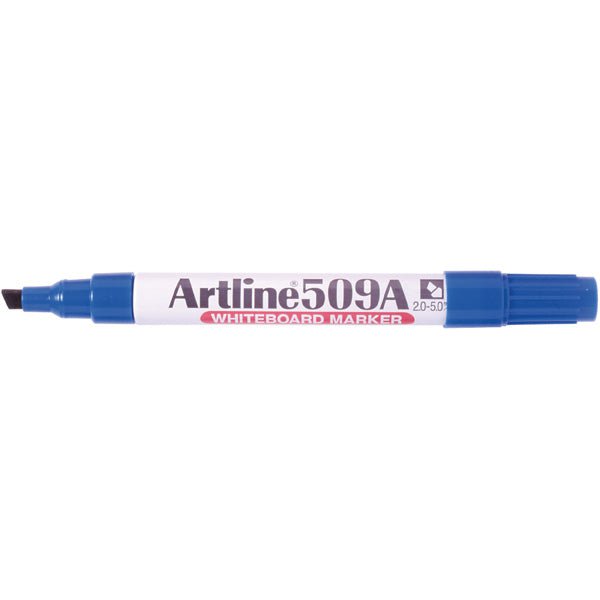 Artline 509A Whiteboard Markers - 5mm Chisel Tip, Blue Ink, Pack of 12 - Perfect for Office, Classroom & Home Use