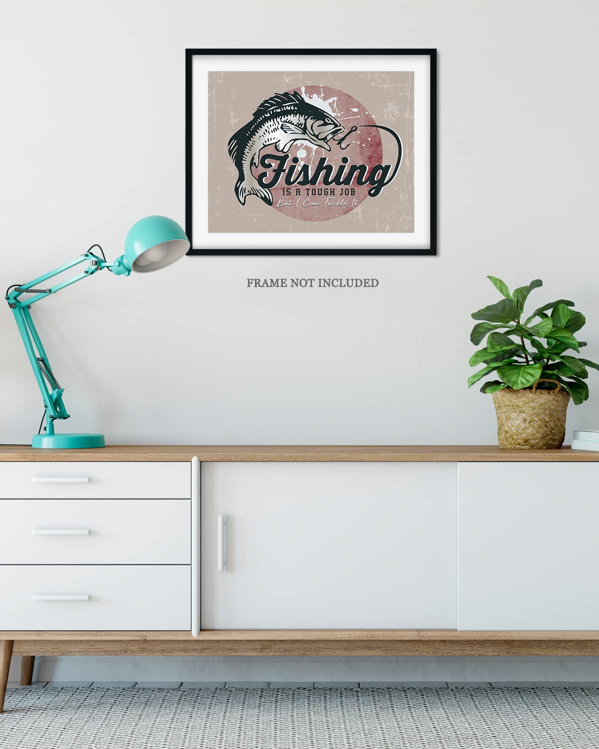Fishing Wall Art Print - Fisherman Gift for Cabin & Farmhouse Decor 10x8