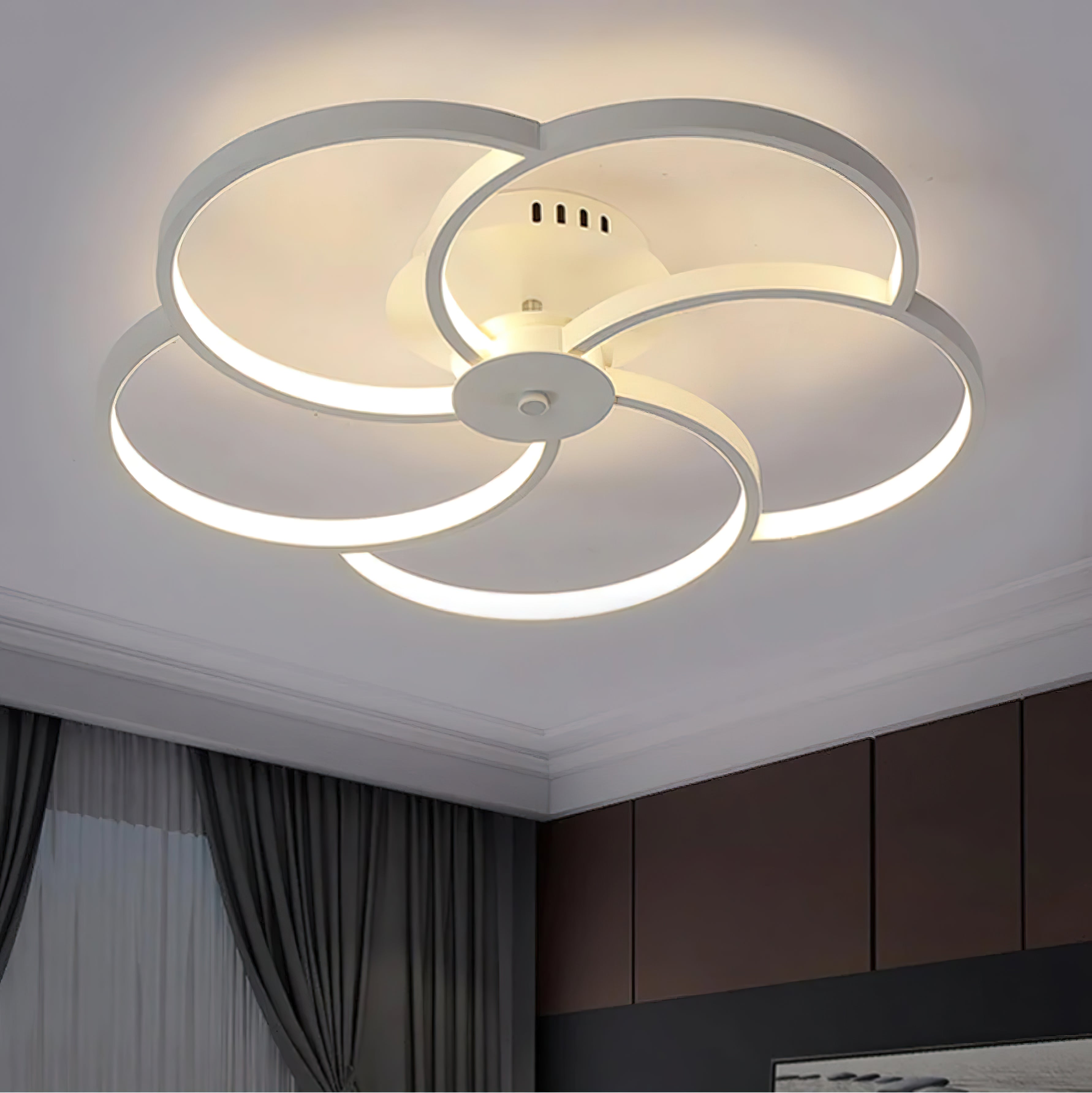 Modern Round Flower LED Ceiling Light - Energy Efficient Floral Design Lighting Fixture for Living Room, Bedroom, Kitchen & Dining Room