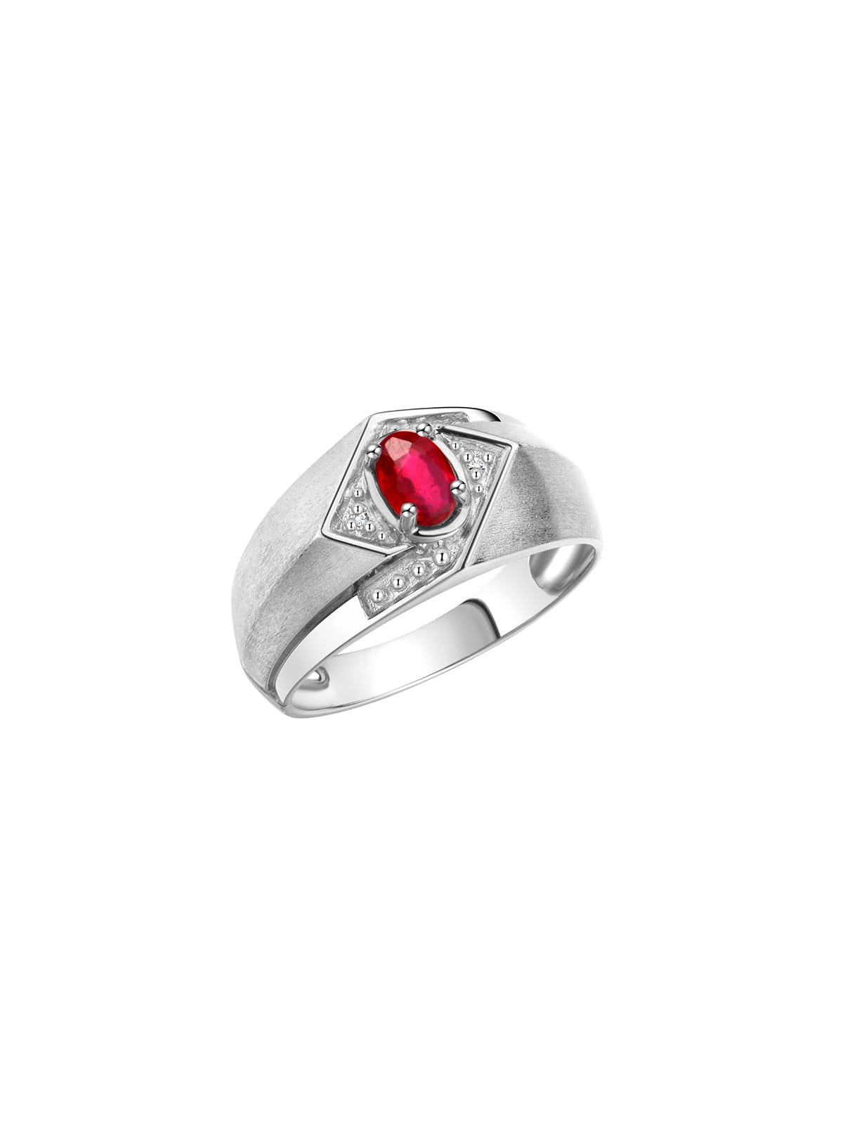 RYLOS Men's Sterling Silver Ring with 6X4MM Oval Gemstone & Genuine Diamonds - Birthstone Rings for Men in Sizes 8-13 (Ruby) | Elegant Jewelry for Weddings, Anniversaries & Special Occasions