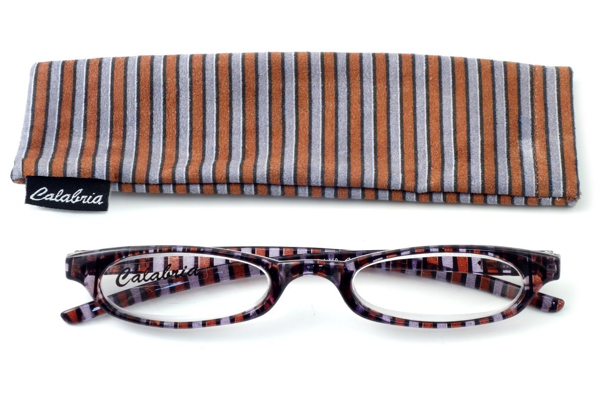 Calabria 728 Striped Reading Glasses with Matching Case - Lightweight & Stylish Readers for Women & Men - Perfect for Reading, Computer Use & Daily Activities