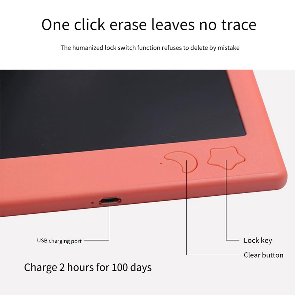 GKKICO 16 Inch Rechargeable LCD Drawing Tablet - Electronic Writing Board with Color Display, Digital Sketch Pad for Kids & Adults (Pink) - Perfect for Note Taking, Drawing & Classroom Learning