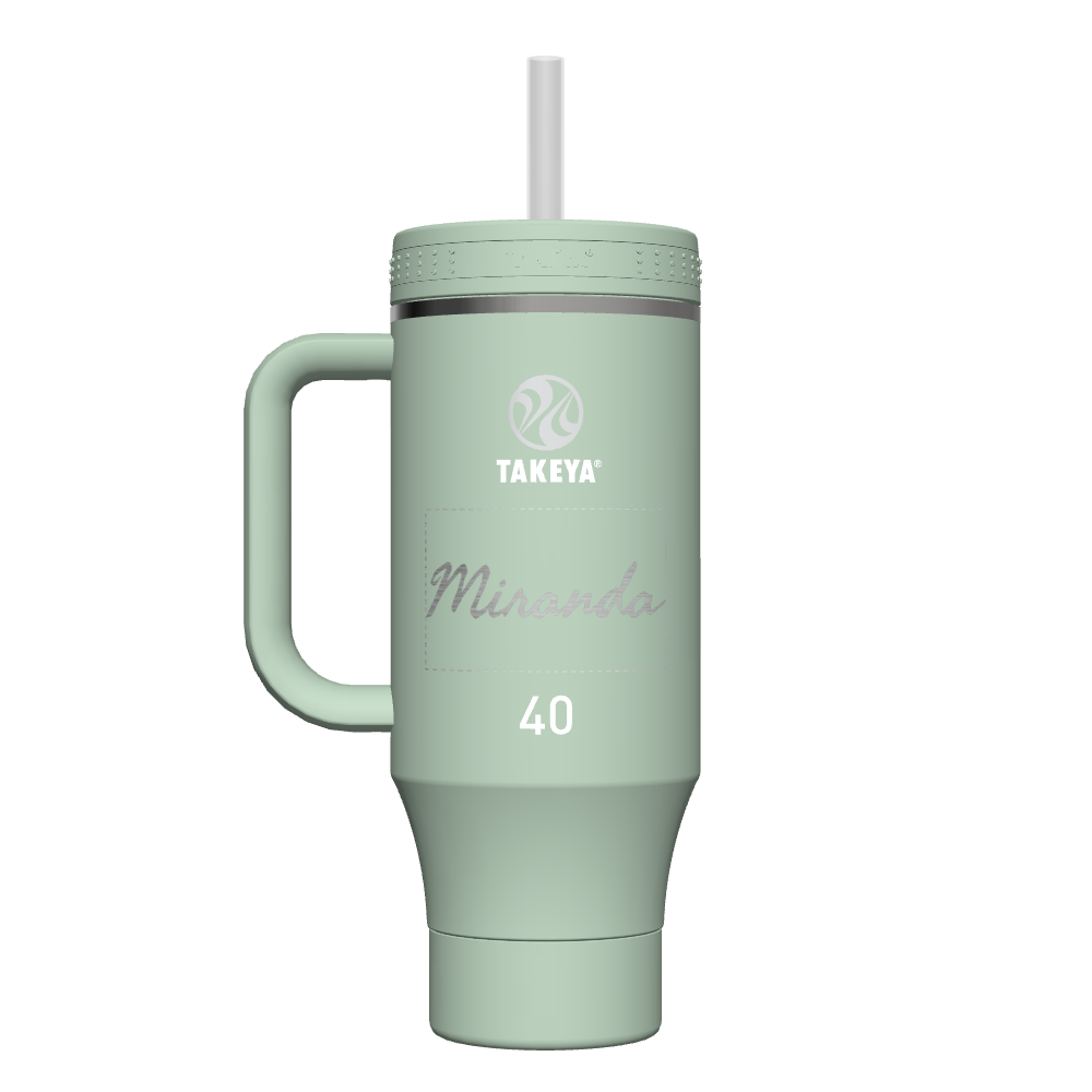 40 oz Insulated Stainless Steel Straw Tumbler with Handle - Customizable Name/Logo - Perfect for Gym, Office & Outdoor Activities
