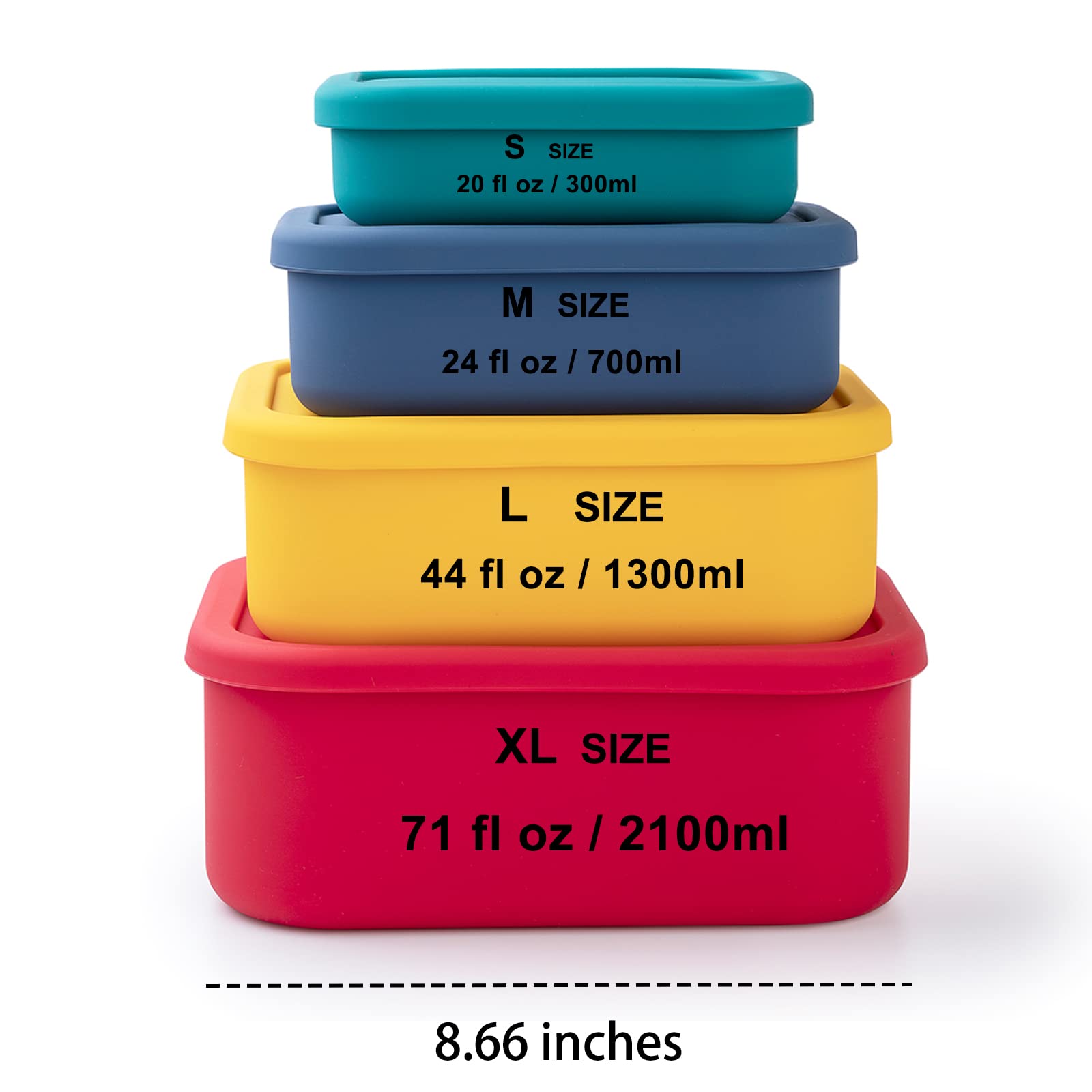 FENGCHEN 4-Piece Silicone Food Storage Container Set with Lids - BPA-Free, Freezer & Oven Safe, Airtight Meal Prep Containers for Kitchen, Office & Travel