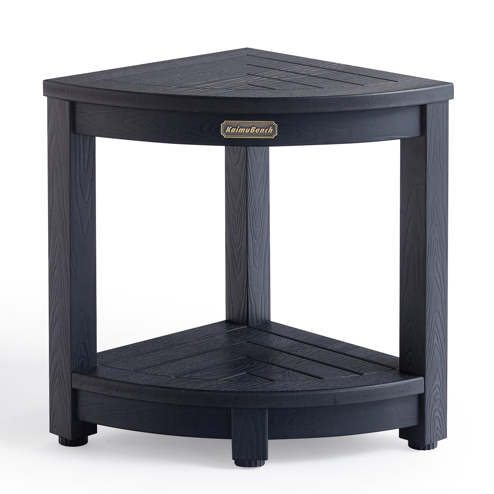 Non-Slip Adjustable Shower Bench Seat - Black Plastic Bath Stool for Elderly & Shaving Legs - Corner Shower Chair with Sturdy Poly Lumber Design - Perfect for Bathroom Safety & Relaxing Spa Days