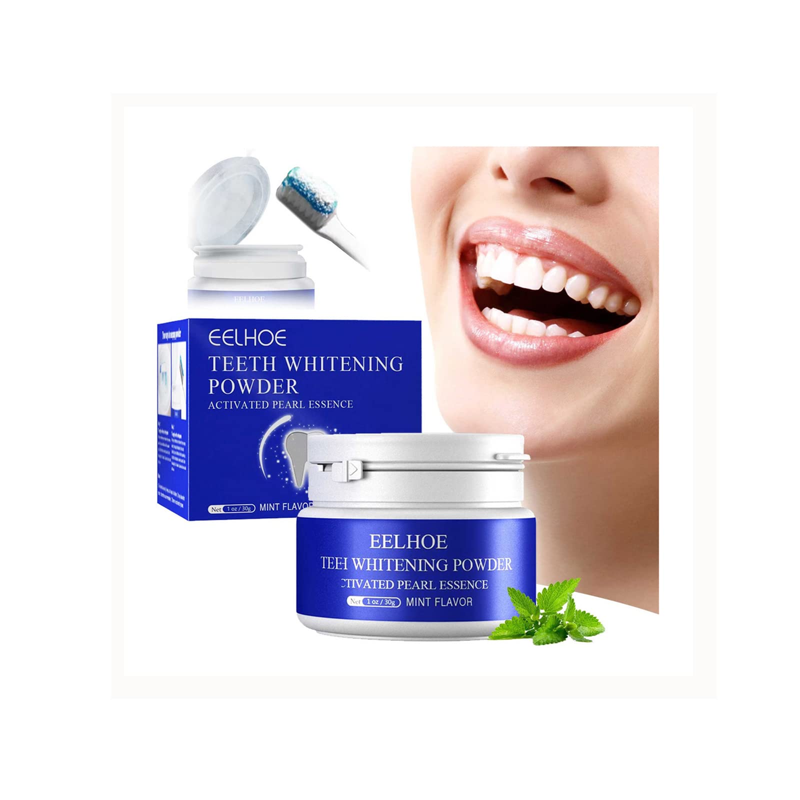 Natural Whitening Tooth Powder with Deep Sea Pearl Extract - Effective & Gentle Deep Cleaning, Fresh Mint Flavor for Brighter Smile | Perfect for Daily Oral Care & Stain Removal
