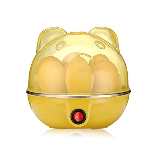 Stainless Steel Automatic Egg Steamer Cooker - Mini Electric Egg Boiler with Auto Shut-Off - Perfect for Breakfast, Meal Prep & Healthy Cooking (Yellow)