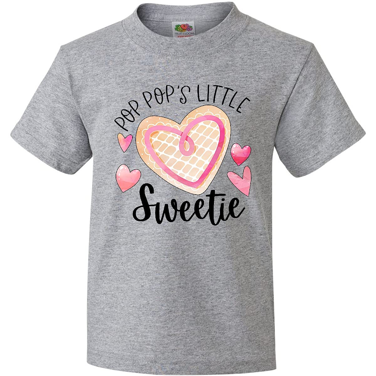 Inktastic Pop Pop's Little Sweetie Pink Heart Cookie Youth T-Shirt - Cute Granddaughter Gift for Birthdays, Holidays & Family Reunions