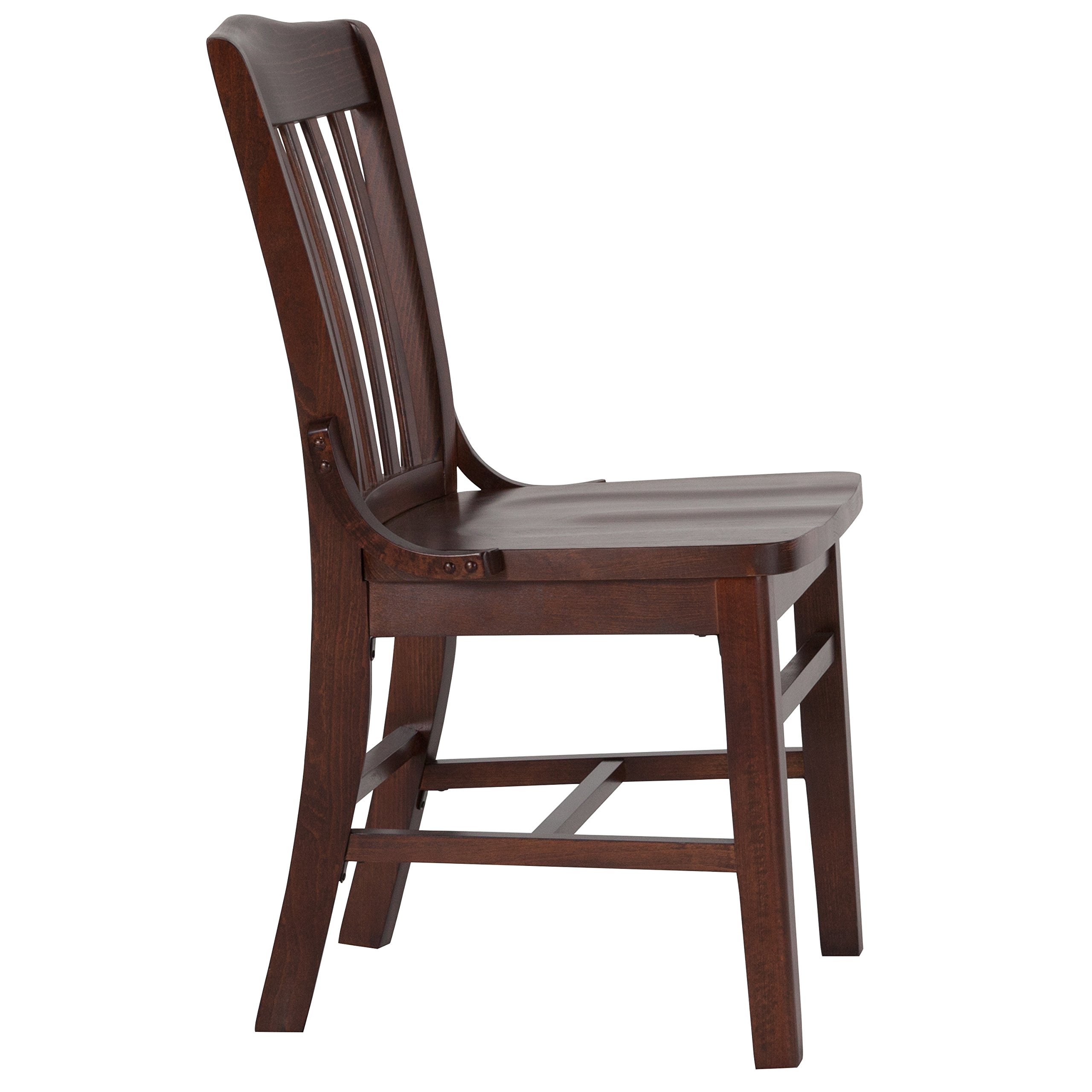 EMMA + OLIVER School House Back Walnut Wood Chair - Solid Wood Dining Chair for Kitchen, Dining Room, Office & Study - Comfortable & Durable Wooden Seat with Classic Design