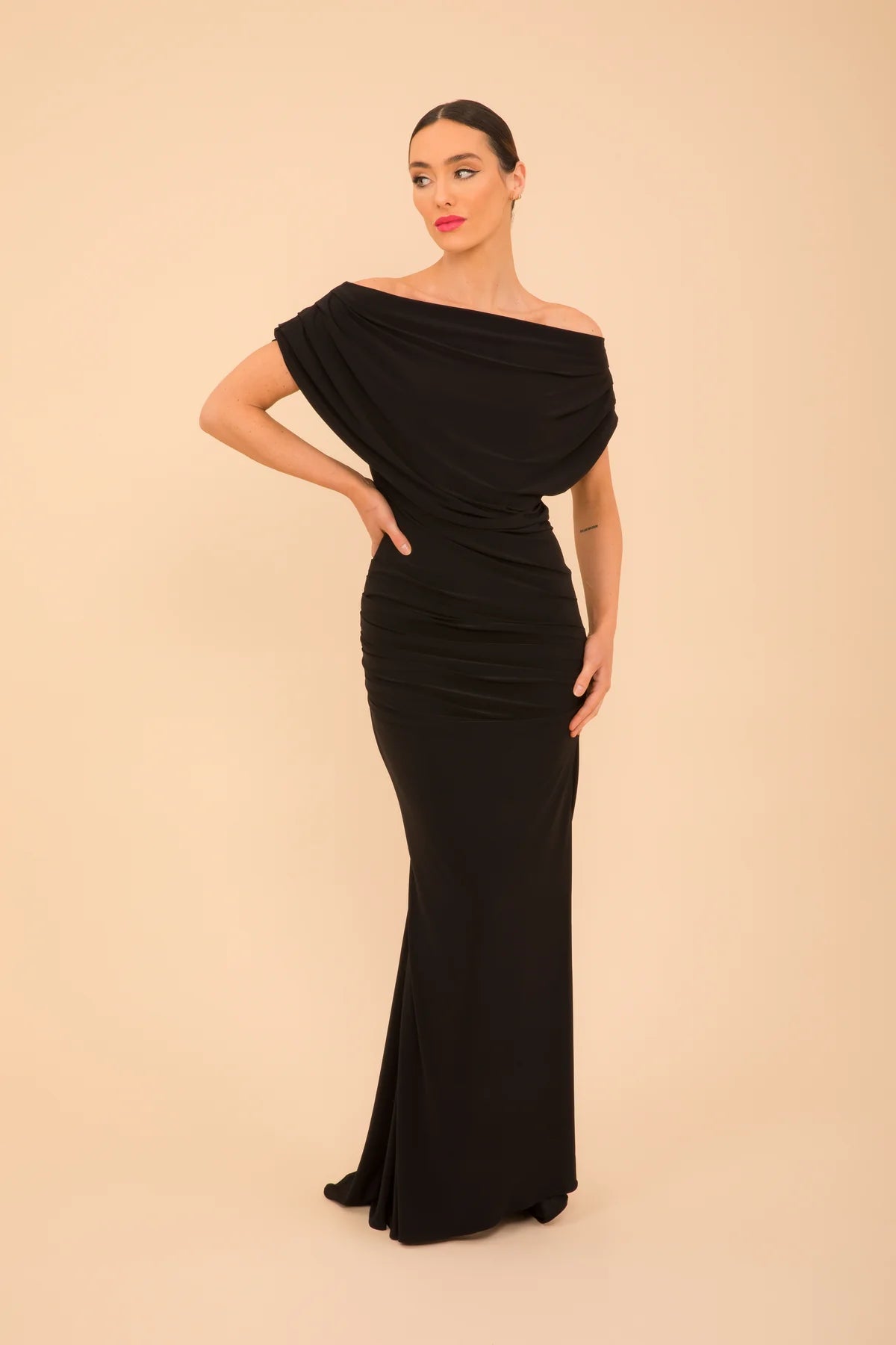 Platinum Jersey Gown for Women - Elegant Black Maxi Dress for Evening Parties, Weddings & Special Occasions | Soft Stretchy Comfortable Fabric