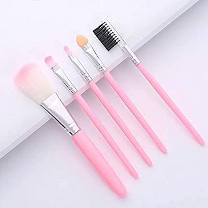 Premium 5-Piece Makeup Brush Set with Blender Puff - Soft Synthetic Bristles for Foundation, Concealer & Eyeshadow - Complete Cosmetic Kit for Professional & Home Makeup Application