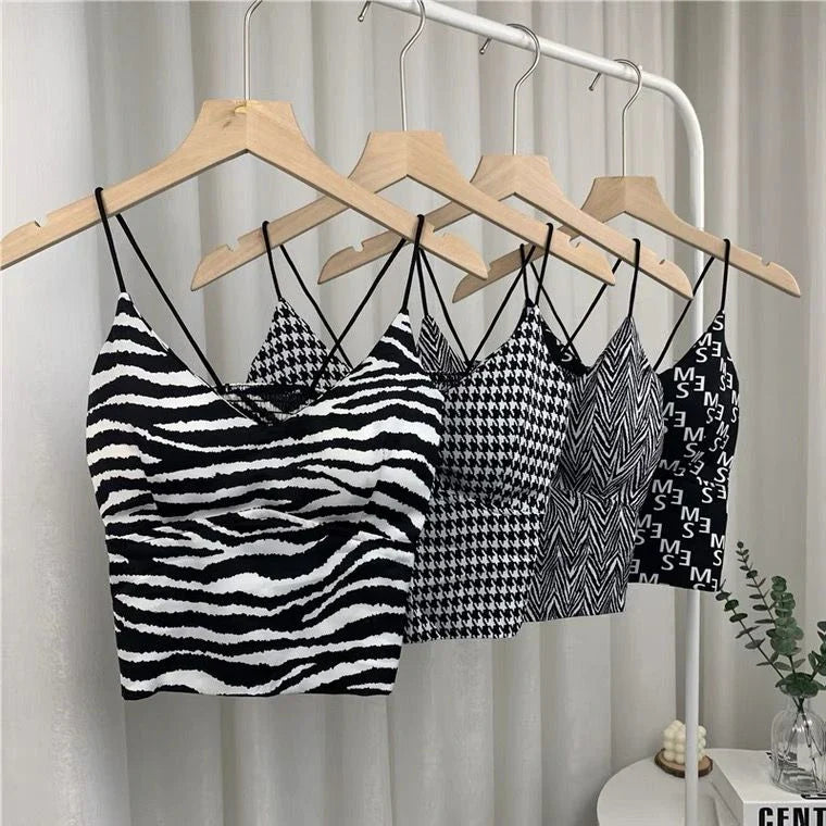 Y2K Women's Korean Fashion Leopard Print Camisole Top - Sexy Corset Crop Tank Top for Summer, Coquette Style, Ice Silk Padded Design | Perfect for Parties, Beach Outings & Casual Wear