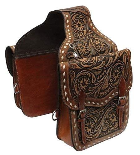 Showman Floral Tooled Medium Oil Leather Saddle Bag for Women - Vintage Western Handbag, Boho Crossbody Purse - Perfect for Rodeo, Country Music Festivals & Everyday Use