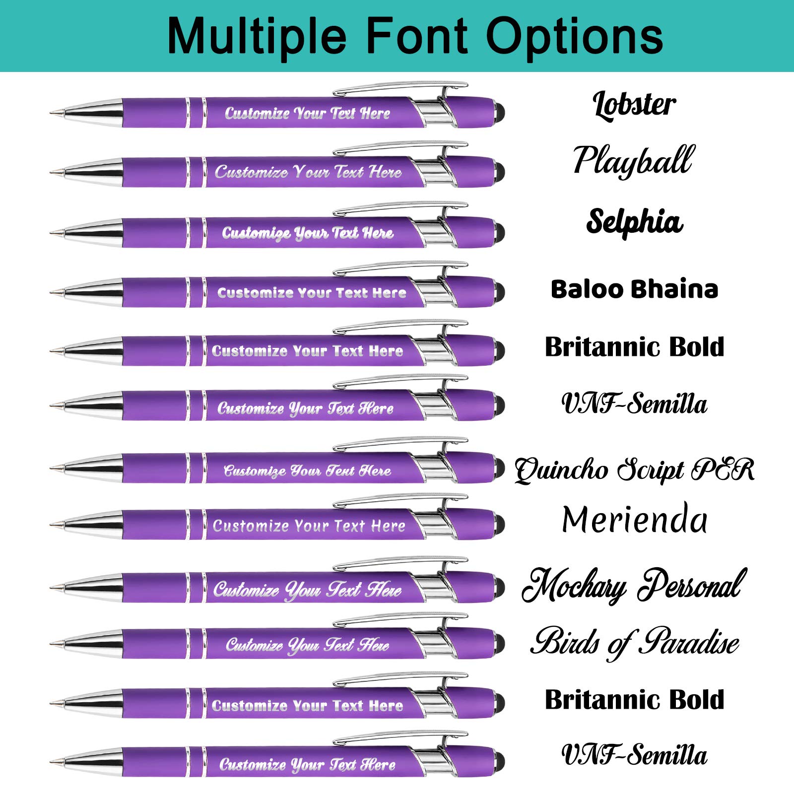 Custom Engraved Pens Bulk 108 Pack - Personalized Stylus Pens with Soft Touch Metal, Name/Logo/Message Engraving - Ideal Graduation, Birthday, Boss & Teacher Gifts (Light Green) - Perfect for Office, School & Corporate Events