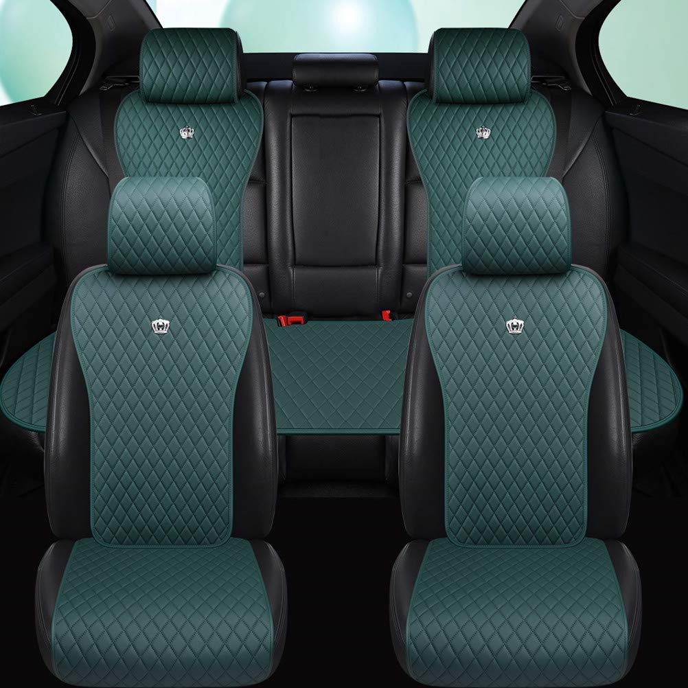 Premium Red Rain Universal Leather Car Seat Covers - 11-Piece Set (Army Green) for Cars, Trucks & SUVs | 2/3 Seat Protection | Durable & Stylish for Daily Commute, Road Trips & Off-Road Adventures