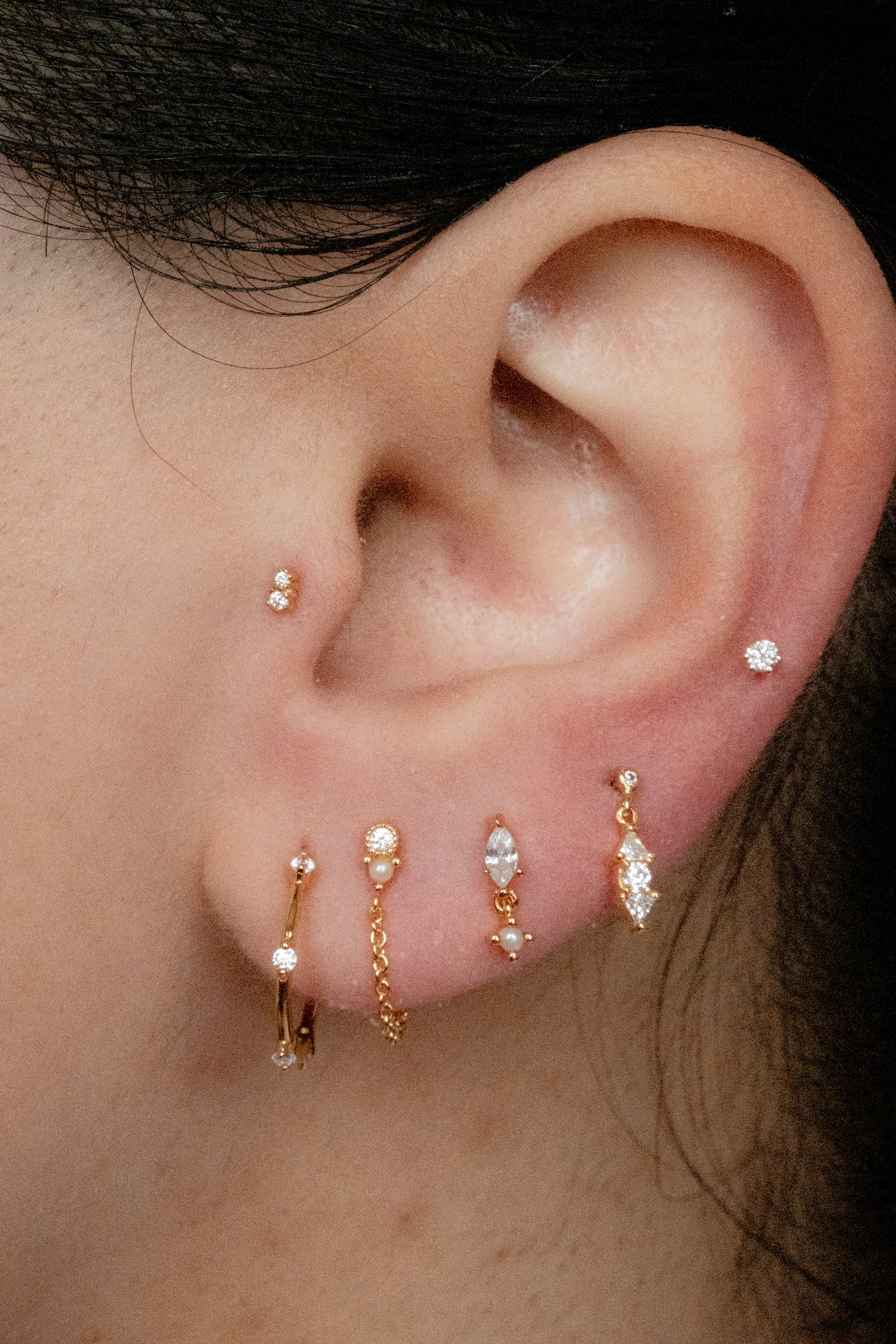 14K Solid Gold Byeol Piercing Stud - Hypoallergenic Cartilage Earrings for Women, Minimalist Tragus Helix Jewelry Gift (Use for Everyday Wear, Parties & Special Occasions)