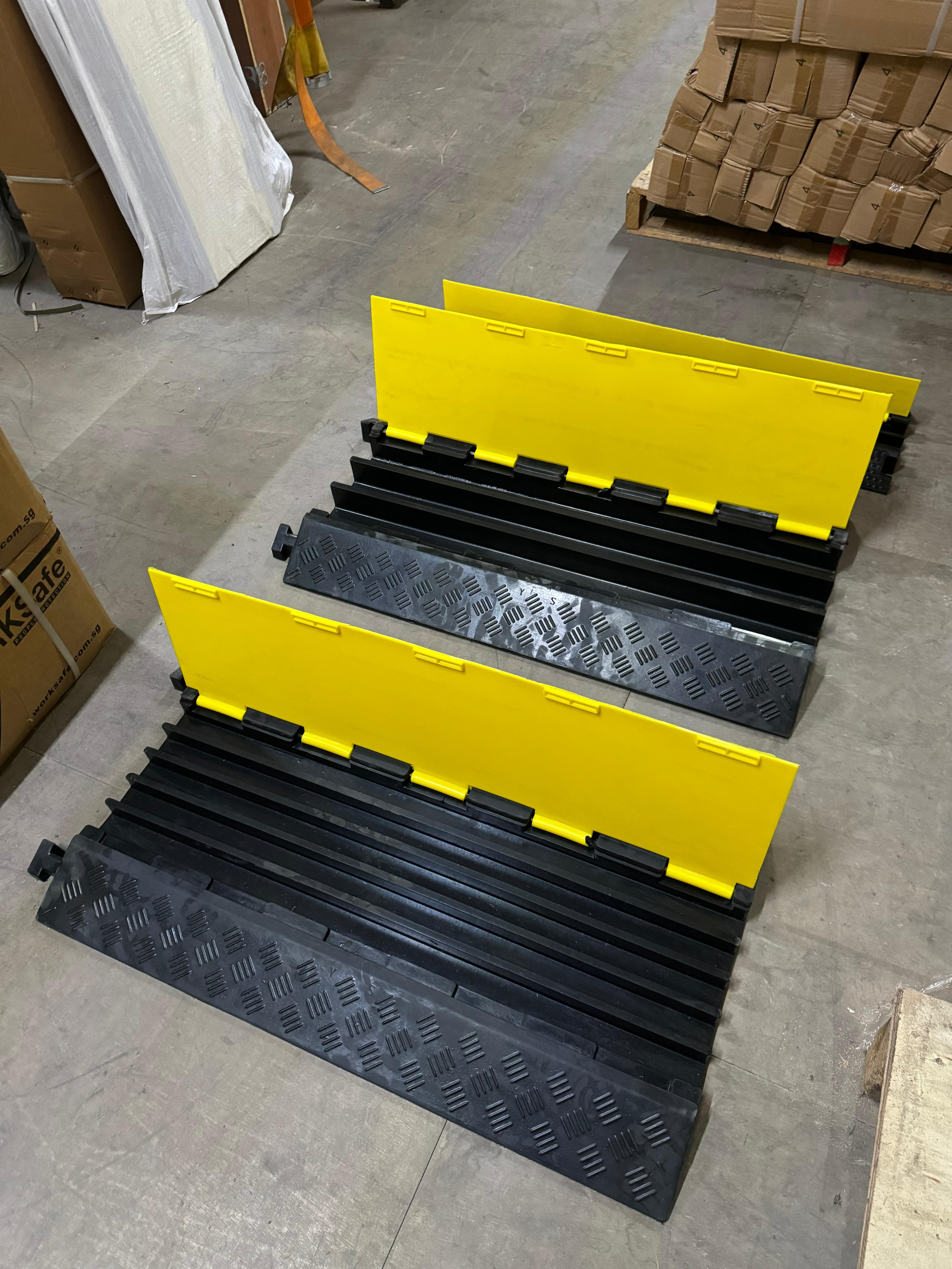 2 Channel Cable Protector - Heavy Duty Rubber Speed Bump for Traffic & Road Safety (Model RH 9053) | Perfect for Parking Lots, Driveways & Construction Sites
