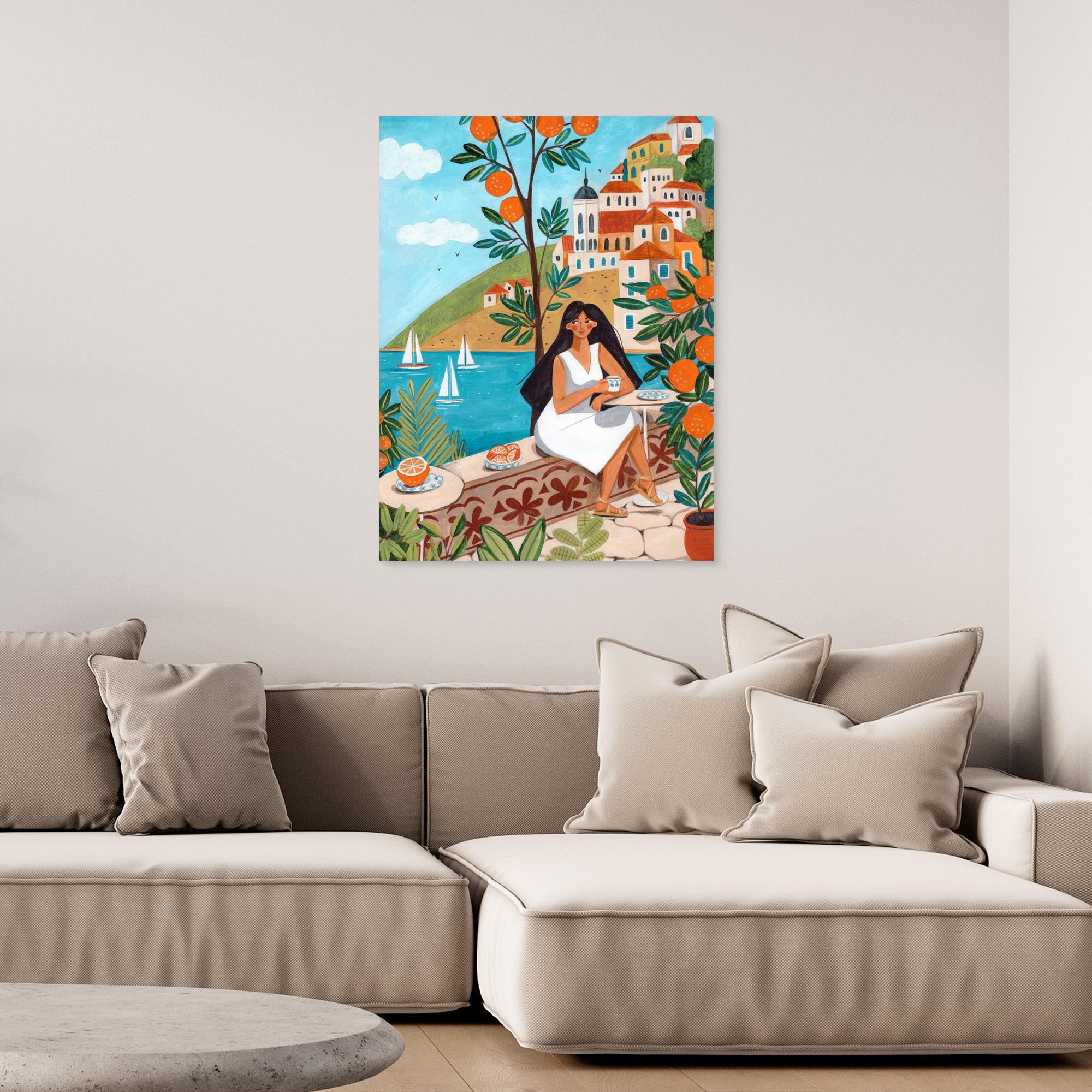Caroline Bonne Müller Mediterranean Coast Woman Canvas Print - Stunning Beach Wall Art for Living Room, Bedroom & Office Decor
