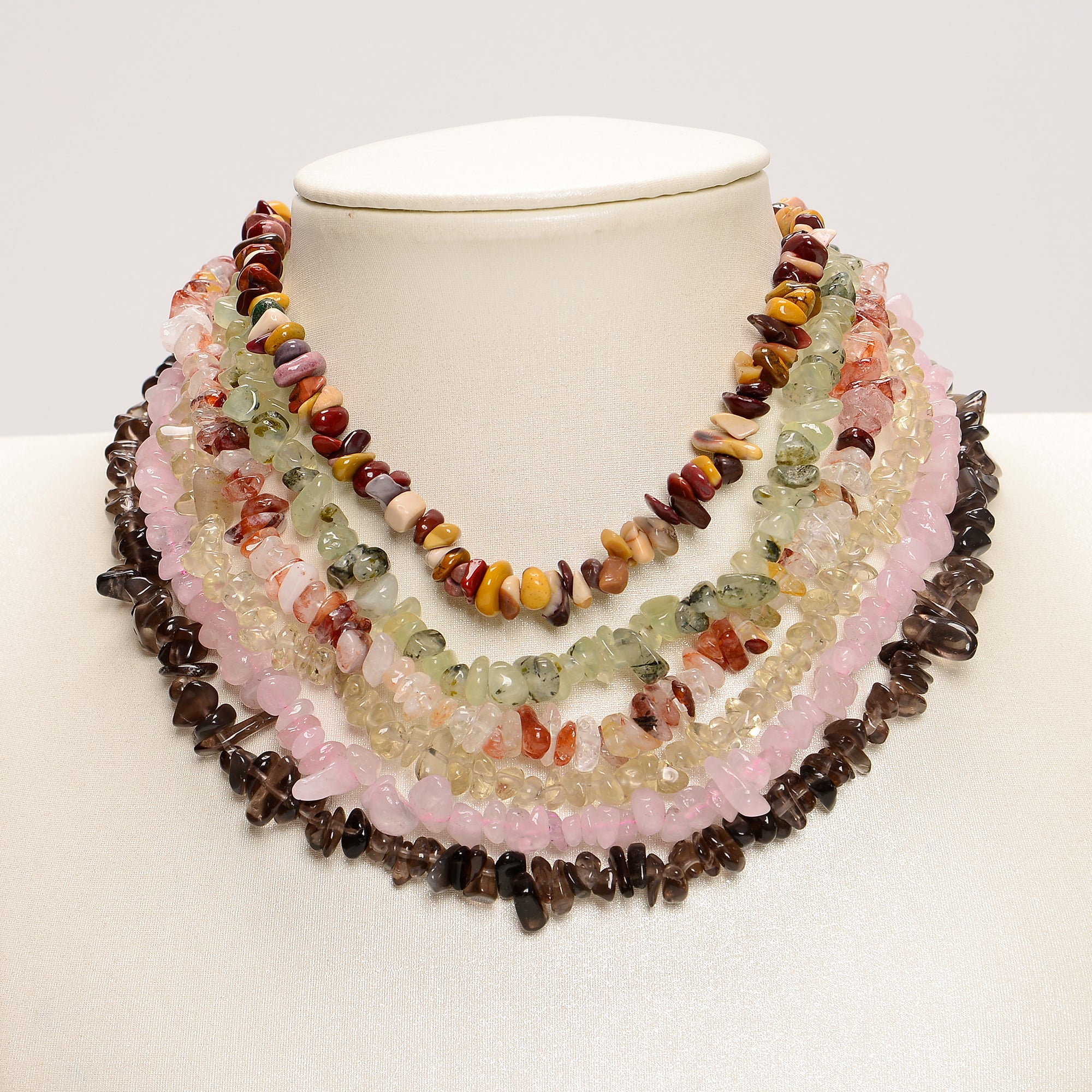 6-8mm Mixed Gemstone Beaded Necklace - Adjustable 16-17.5 Inch Length for Women | Boho Chic Jewelry, Layering Necklace for Everyday Wear & Special Occasions