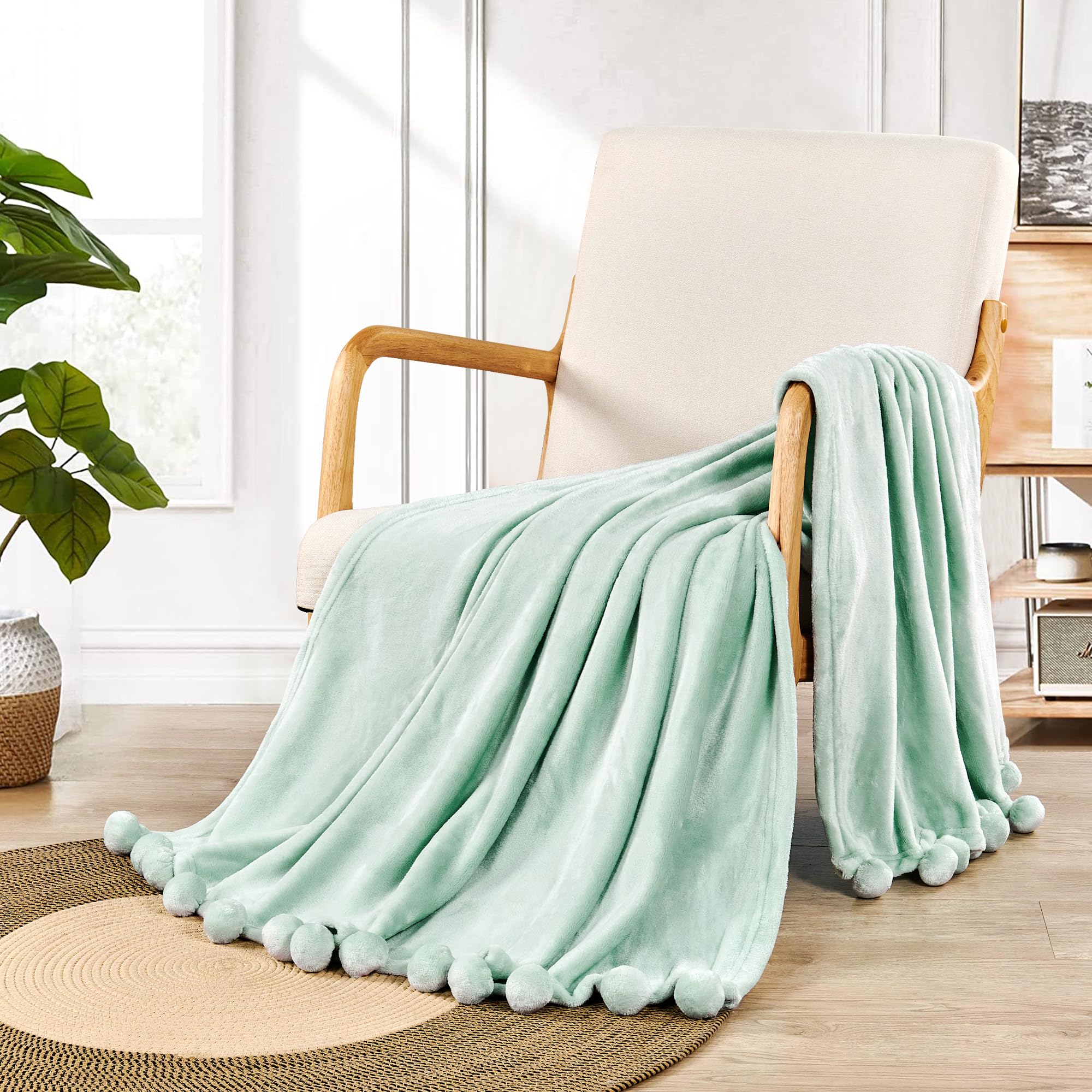 Soft Fluffy Pom Pom Throw Blanket - 60
