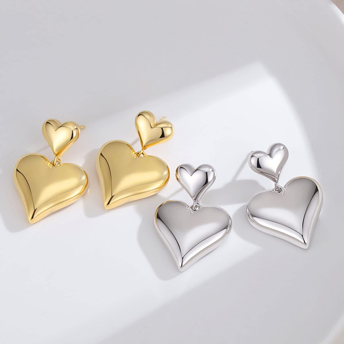 925 Sterling Silver Heart Drop Earrings for Women - Elegant Dangle Charm Jewelry for Parties, Weddings & Everyday Wear