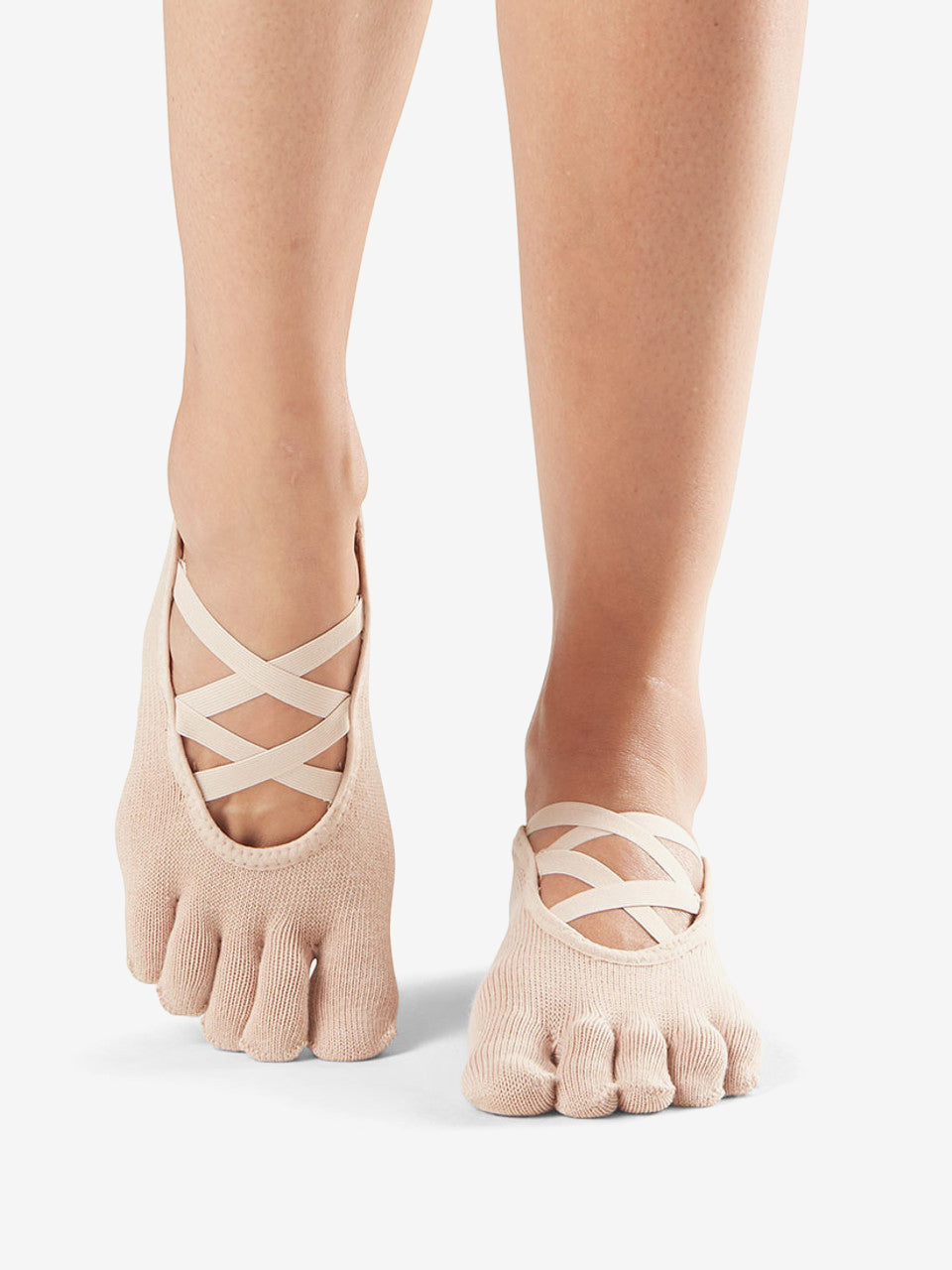 Toesox Full Toe Elle Grip Socks - Ballet Dance Socks for Women, Non-Slip Yoga Socks with Toe Grip, Nude Color - Perfect for Ballet, Yoga, Pilates & Barre Workouts