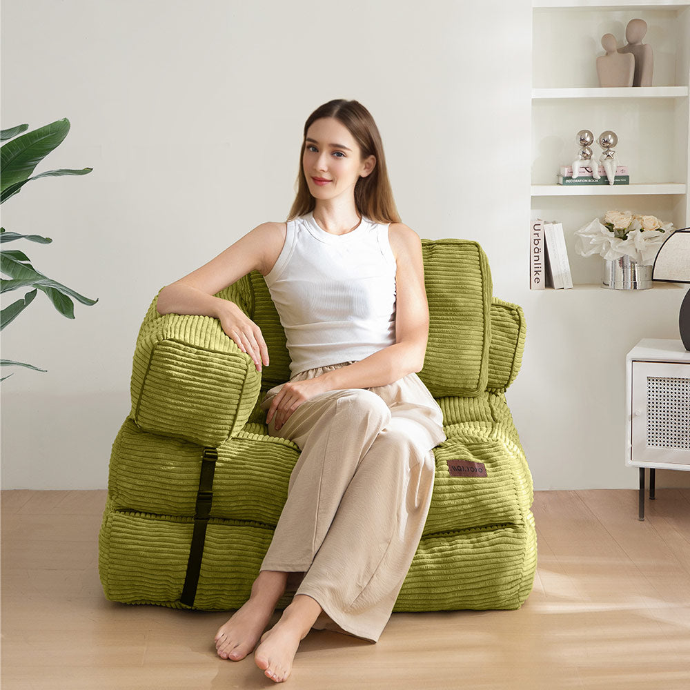 MAXYOYO L-Shaped Convertible Sofa Bed with Armrest - Space Saving Foldable Sleeper Sofa for Small Apartments, Guest Rooms & Home Office (Gray)