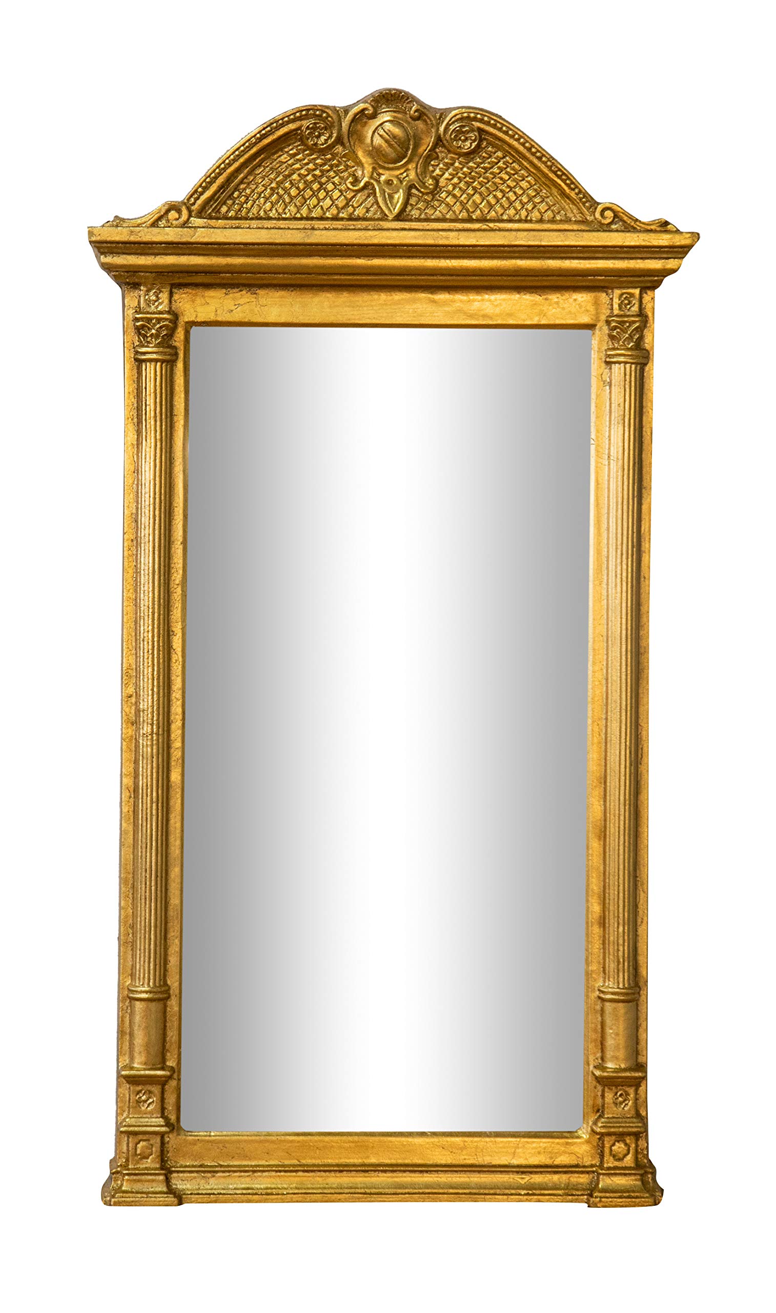Vintage Gold Rectangular Wall Mirror - Shabby Chic Style, Horizontal or Vertical Hanging, Perfect for Makeup & Bathroom Decor, 82 x 40 cm (32 x 16 inches) - Elegant Home & Office Decoration Mirror