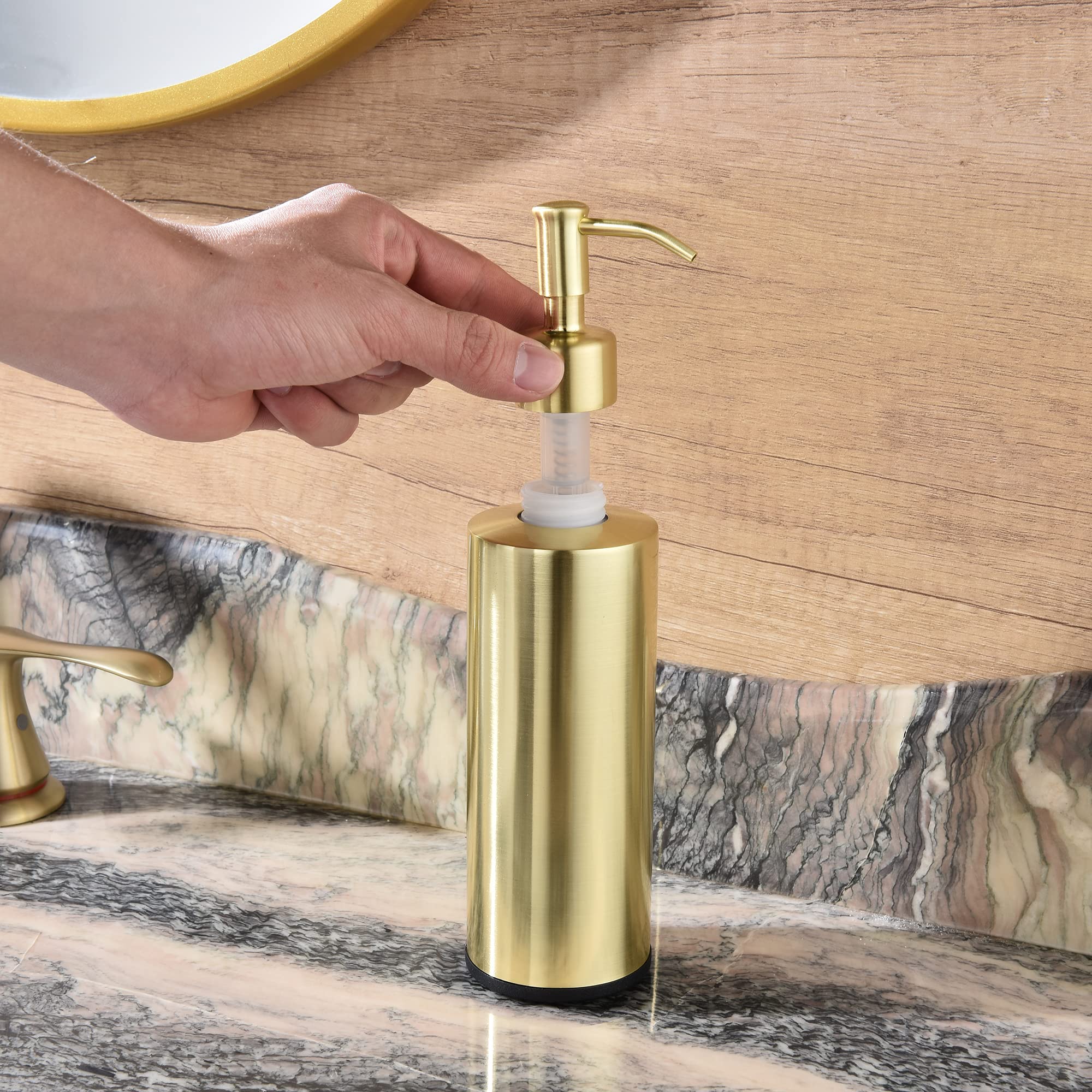Premium Gold Stainless Steel Soap Dispenser for Kitchen & Bathroom - Elegant Hand Soap Dispenser for Sink Countertop, Dishwashing & Home Decor - TUTEW