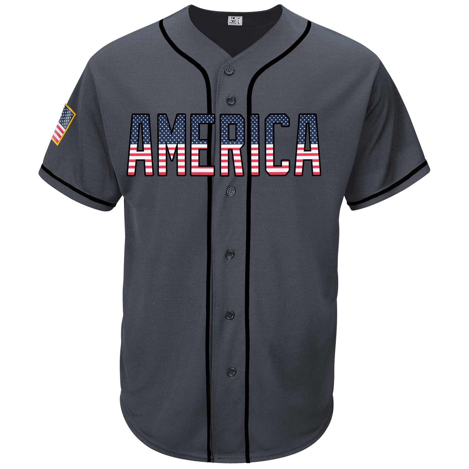 Pullonsy Camo USA Flag Army Baseball Jersey for Men - Patriotic Military Dad Shirt, Adult Casual Wear for Baseball Games, BBQ Parties & 4th of July Celebrations