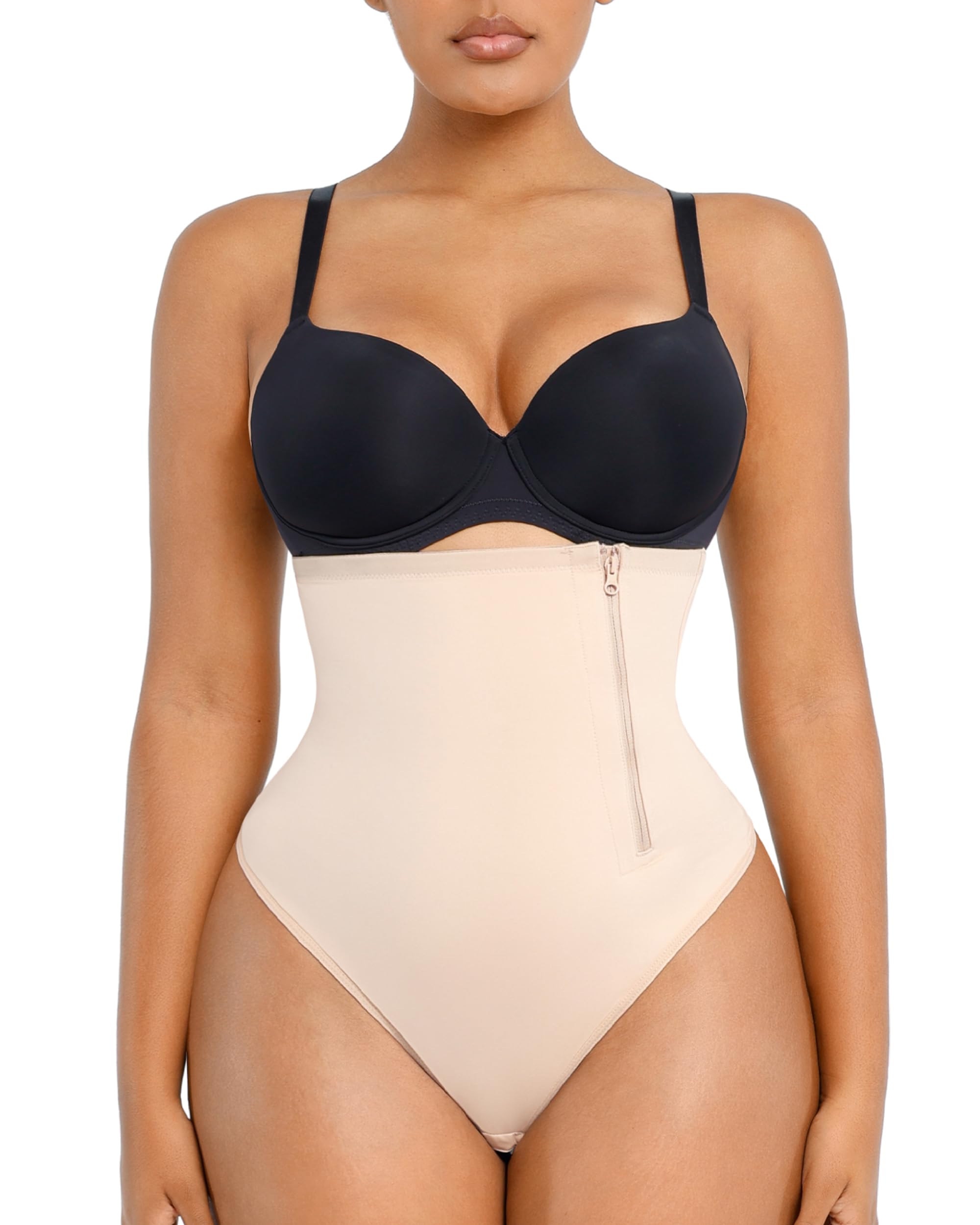 SHAPELLX High Waist Tummy Control Shapewear with Side Zipper - Women's Compression Body Shaper Panties & Thong Girdle for Waist Slimming | Perfect for Dresses, Workouts & Everyday Wear