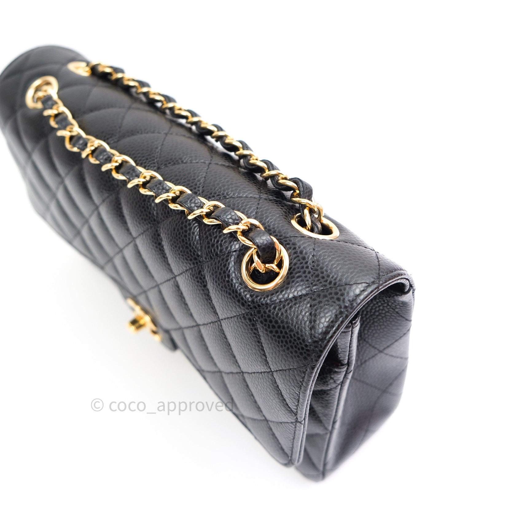 Chanel Classic Double Flap M/L Black Caviar Gold Hardware Bag - Luxury Designer Handbag for Women | Perfect for Work, Evening Events & Special Occasions