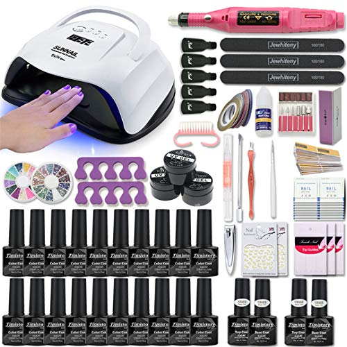 80W UV LED Nail Lamp Kit with 10 & 20 Color Gel Polish Set, Professional Nail Drill Machine, File Tools & Extension Kit - Complete Manicure Pedicure Set for Salon & Home Use