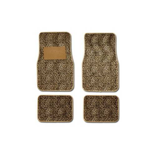 9-Piece Safari Cheetah Tan Print Car Accessories Set - 2 High Back Seat Covers, 4 Floor Mats (2 Front & 2 Rear), Steering Wheel Cover & 2 Shoulder Pads - Perfect for SUVs, Trucks & Off-Road Adventures