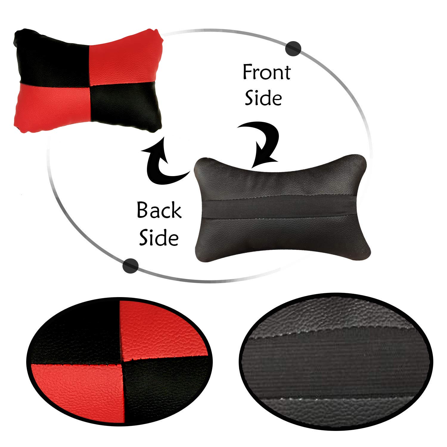 Adroitz Adjustable Car Neck Pillow with Red Check Design - Comfortable Headrest Cushion for Travel & Road Trips - Universal Fit for Cars, Trucks & SUVs