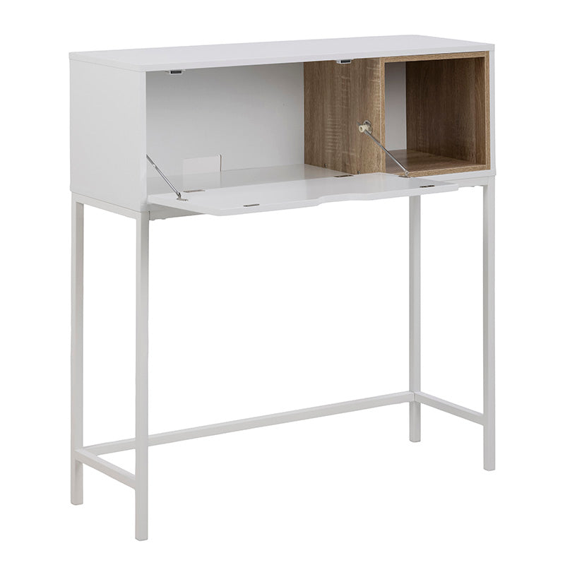 BATLEY 91.5cm White & Natural Study Desk Console - Modern Writing Desk for Home Office, Dorm Room & Small Spaces - Perfect for Remote Work, Online Classes & Crafting