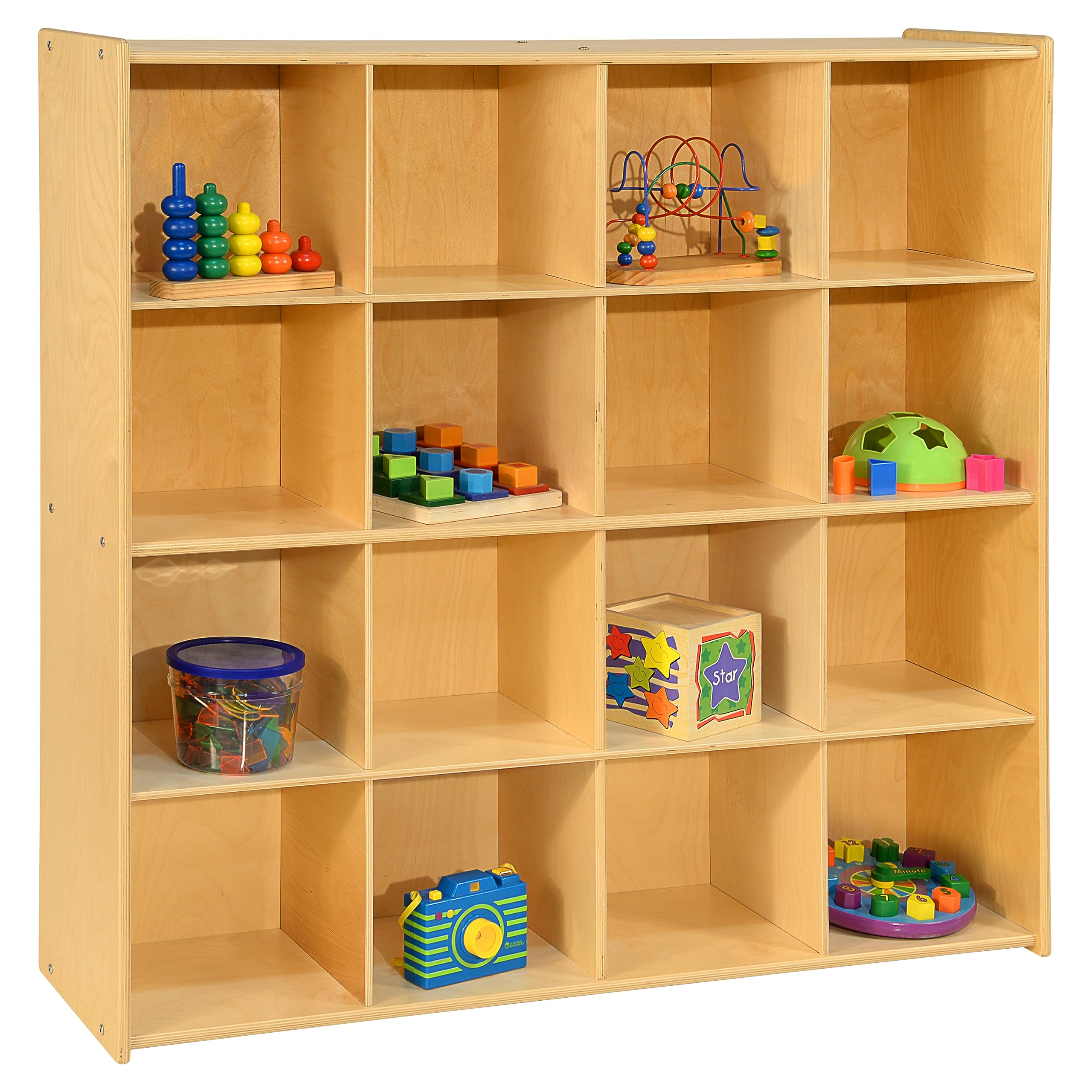 Contender 16 Big Cubby Section Storage Cabinet - Natural Finish Montessori Toy & Craft Supply Organizer | Made in USA | Perfect for Playrooms, Classrooms & Home Organization