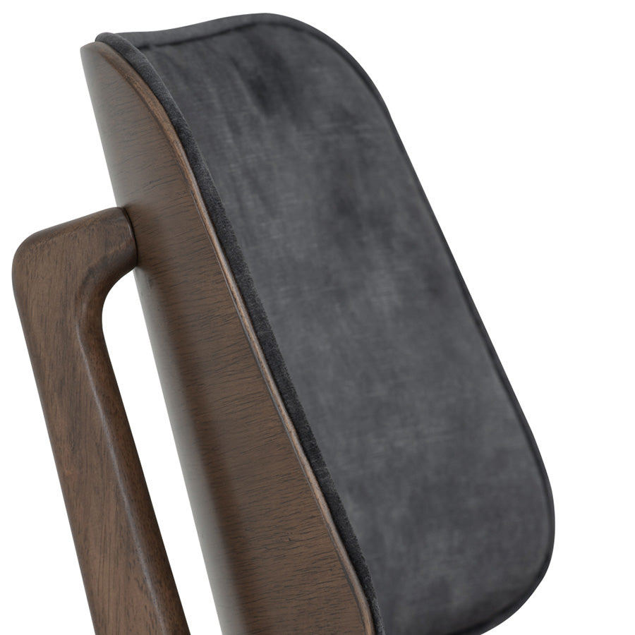 HEATH Modern Dining Chair - Walnut & Charcoal Fabric Upholstered - Perfect for Kitchen, Dining Room and Home Office Seating