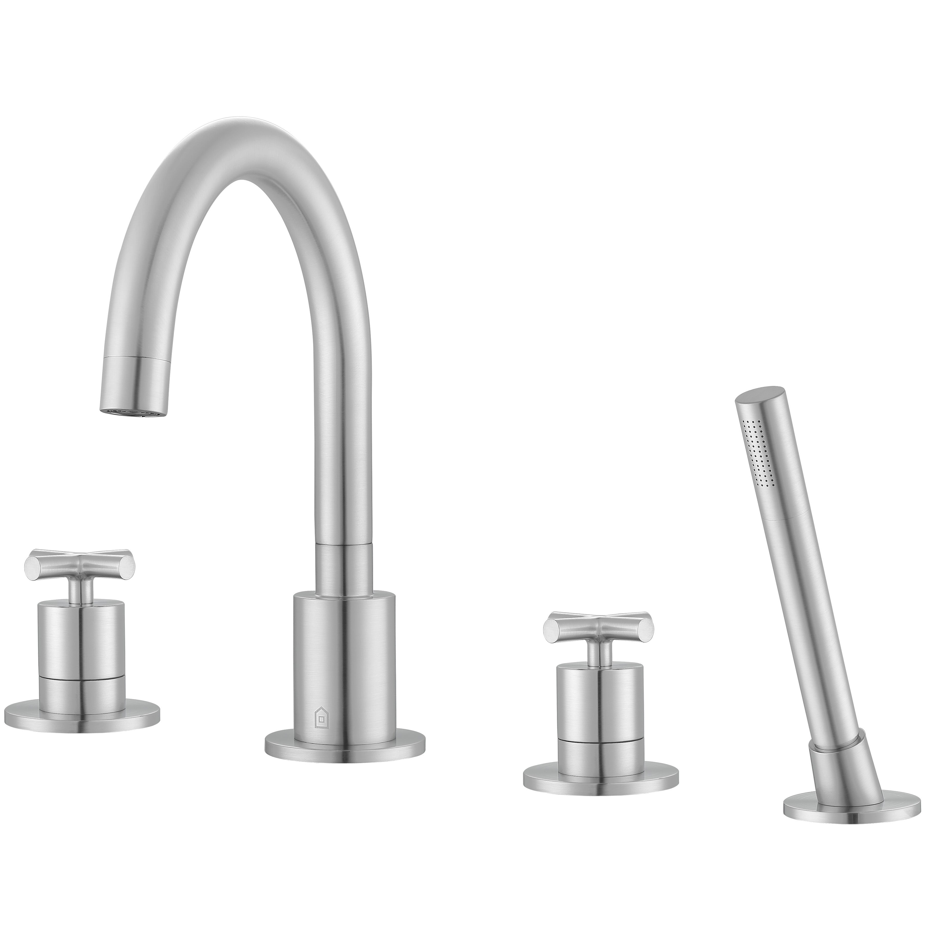Brushed Nickel Ava Two Handle Roman Tub Bathroom Faucet - Perfect for Luxury Bathrooms & Spa-Like Retreats