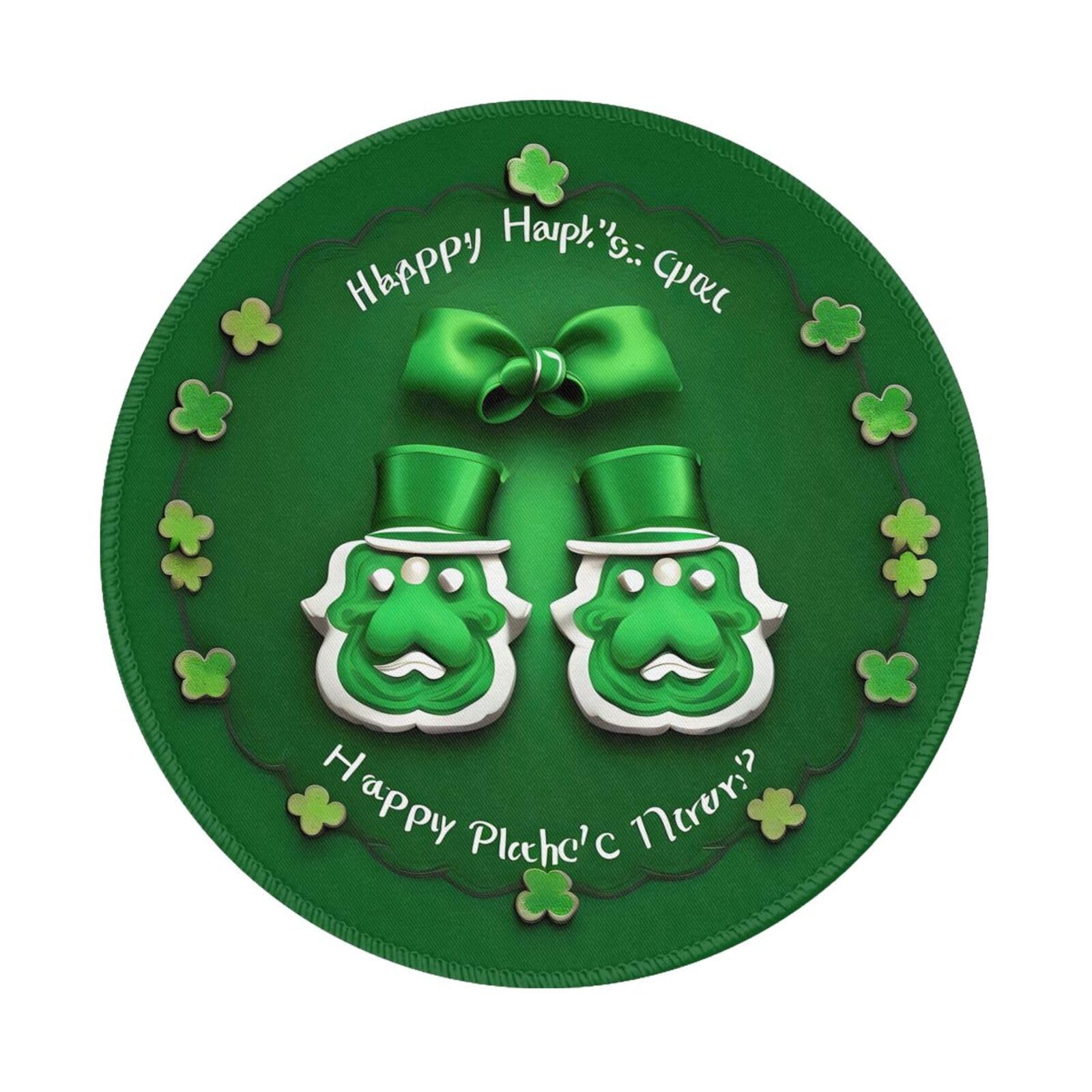Happy St. Patrick's Day Round Mouse Pad 8 Inch - Durable Non-Slip Gaming Mousepad for Computer, Office & Laptop - Perfect for Work, Gaming & Home Office Use