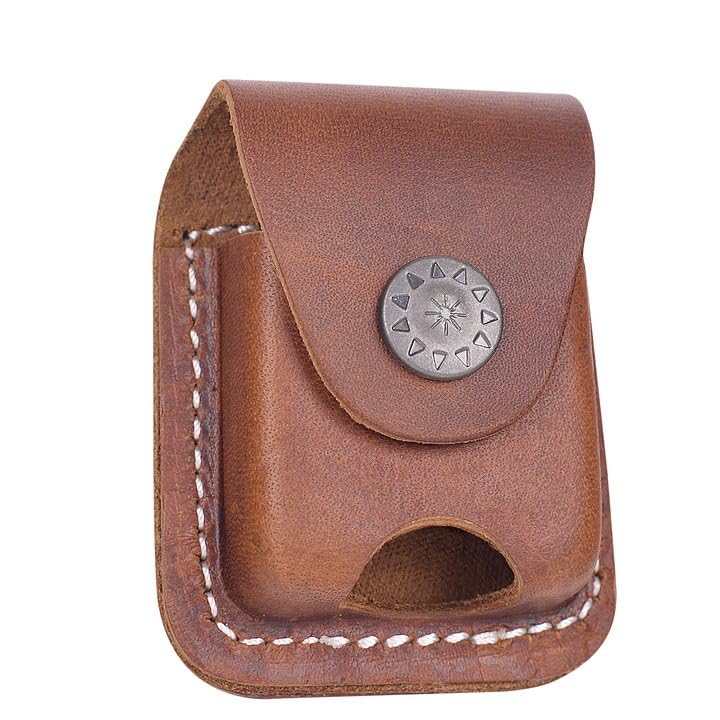Handmade Flip Top Leather Lighter Pouch Holder Case with Belt Loop Pocket - Perfect for Outdoor Camping, Hiking & Everyday Carry (EDC) Accessories
