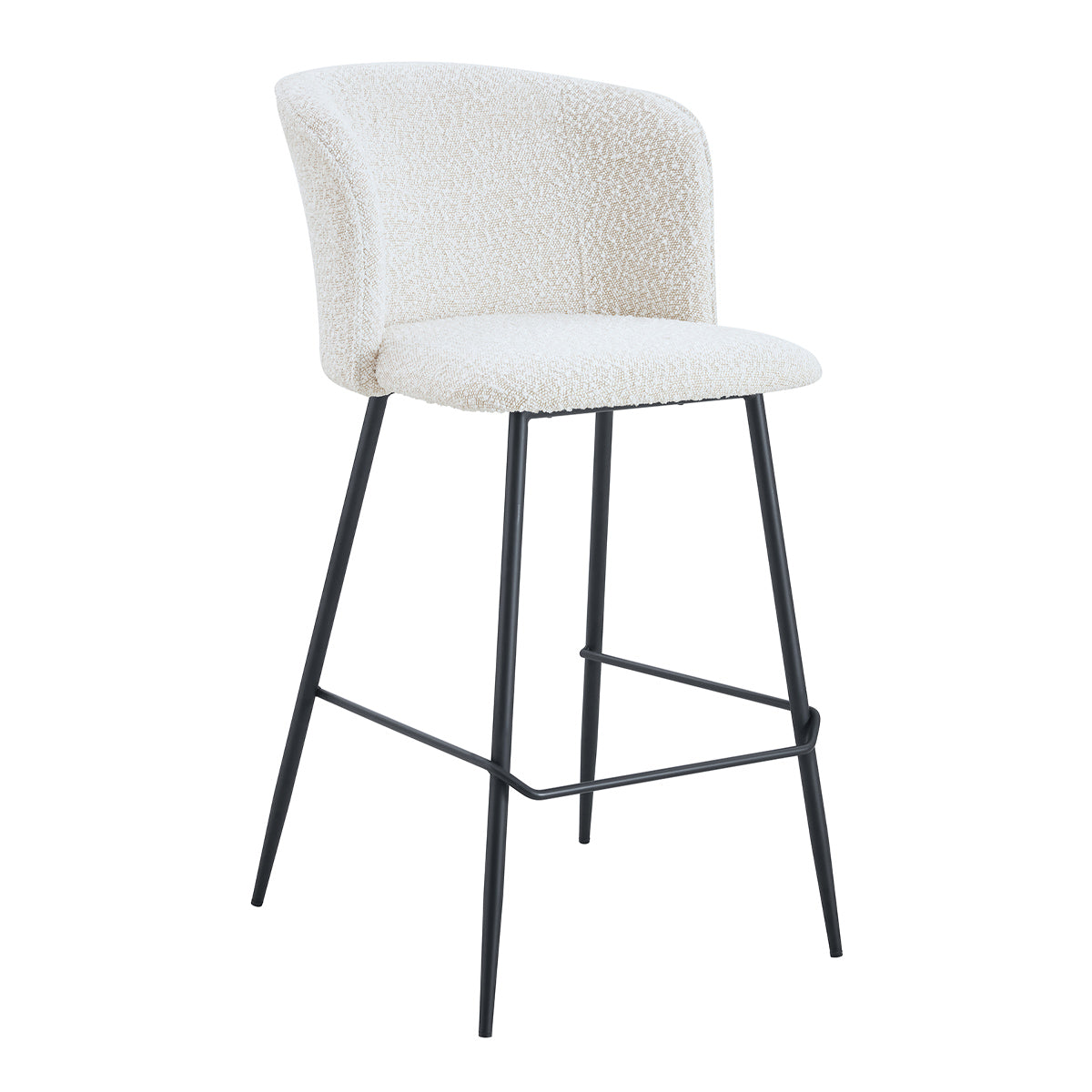 Anita Boucle Bar Stools Set of 2 - Modern Upholstered Counter Height Stools with Metal Legs - Perfect for Kitchen Island, Breakfast Nook & Home Bar Decor