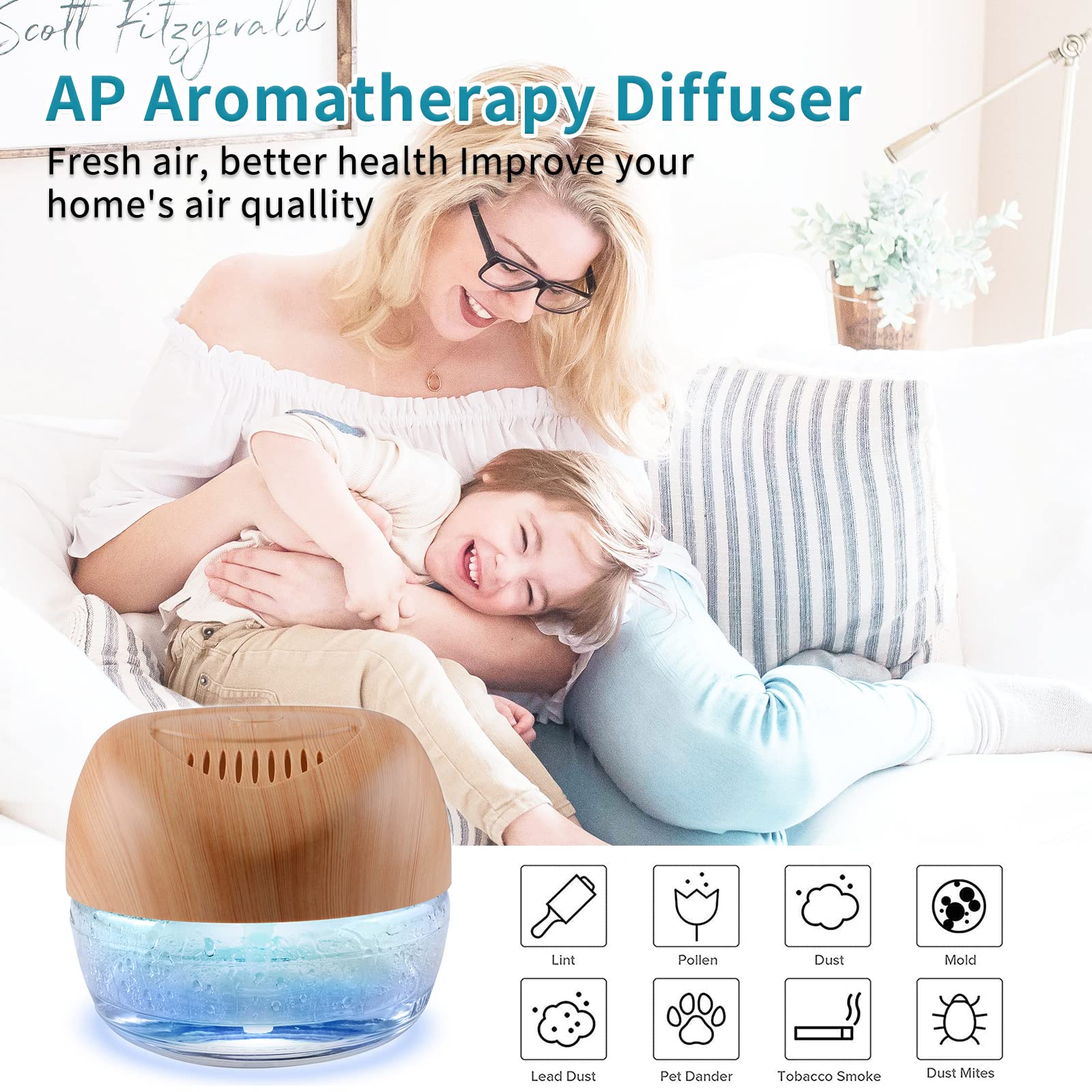 2-Pack Water-Based Air Purifier & Humidifier with 7-Color LED Mood Light - Odor Eliminator for Home, Bedroom, Office | Improves Air Quality & Creates Relaxing Atmosphere