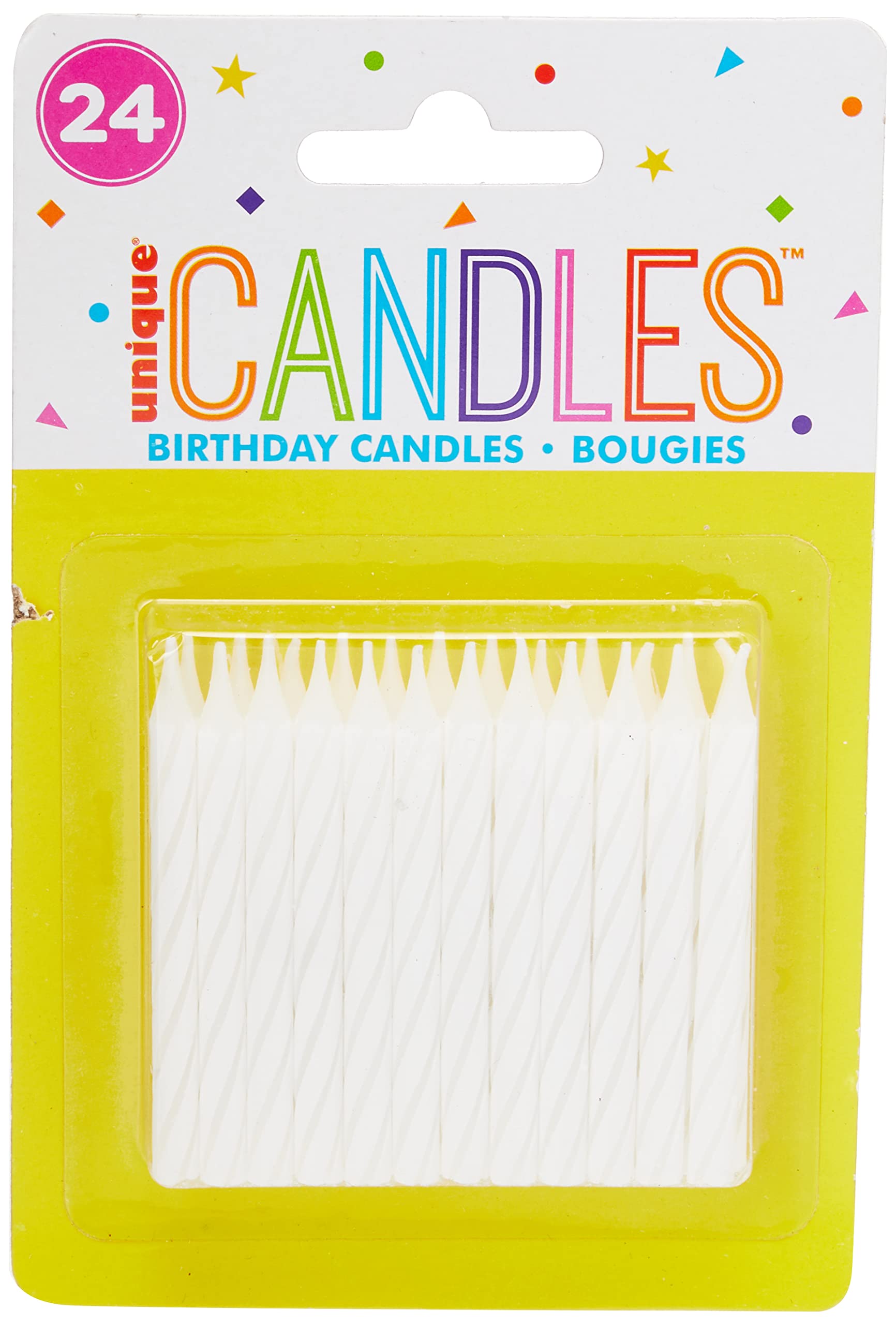 White Spiral Birthday Candles 24 Pack - 2.5 Inch Colorful Cake Toppers for Parties, Festive Celebration Decorations - Safe & Fun for Kids & Adults - Perfect for Birthday Cakes, Cupcakes, and Special Occasions
