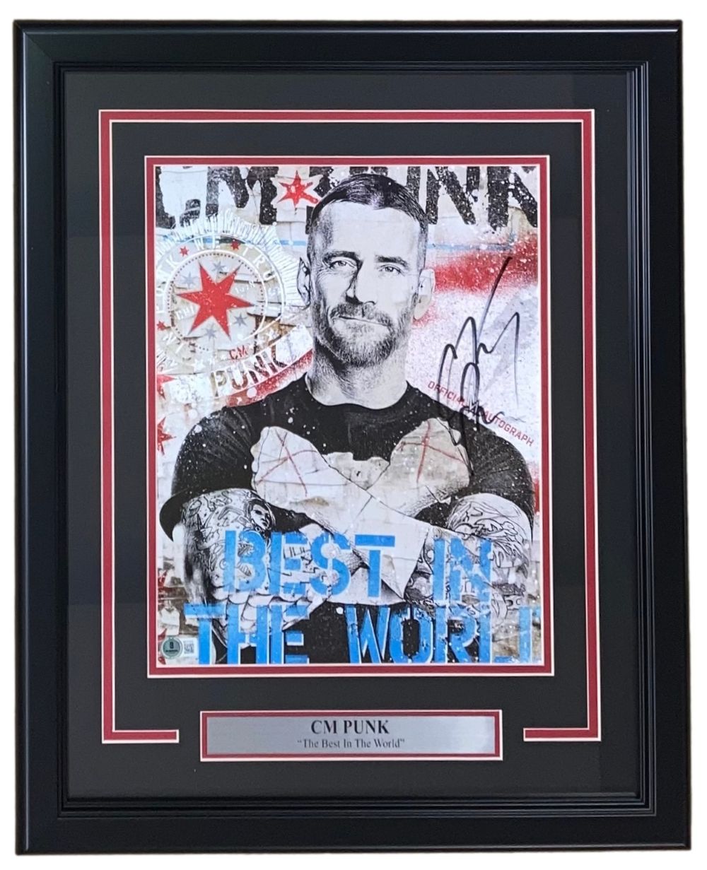 Authentic CM Punk Signed Framed 11x14 WWE Wrestling Photo - Collectible Memorabilia for Fans & Home Decor | Perfect for Man Cave, Sports Bar, or Wrestling Fan Gift