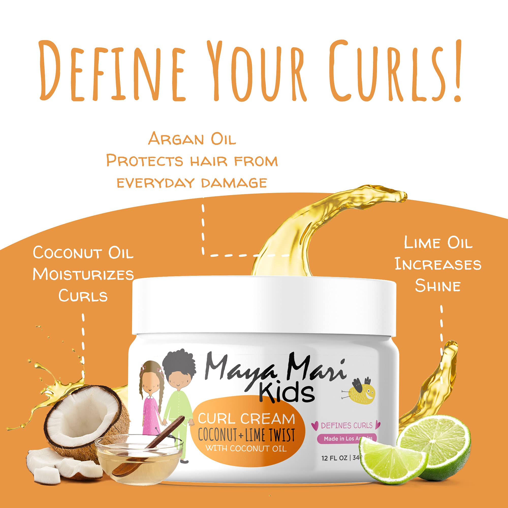 Kids Leave-In Conditioner & Curl Cream Set | Sulfate-Free Detangler & Smoothing Treatment for Curly Hair | USA-Made, Cruelty-Free Hair Care for Toddlers & Children | Perfect for Daily Hair Routine & Special Occasions