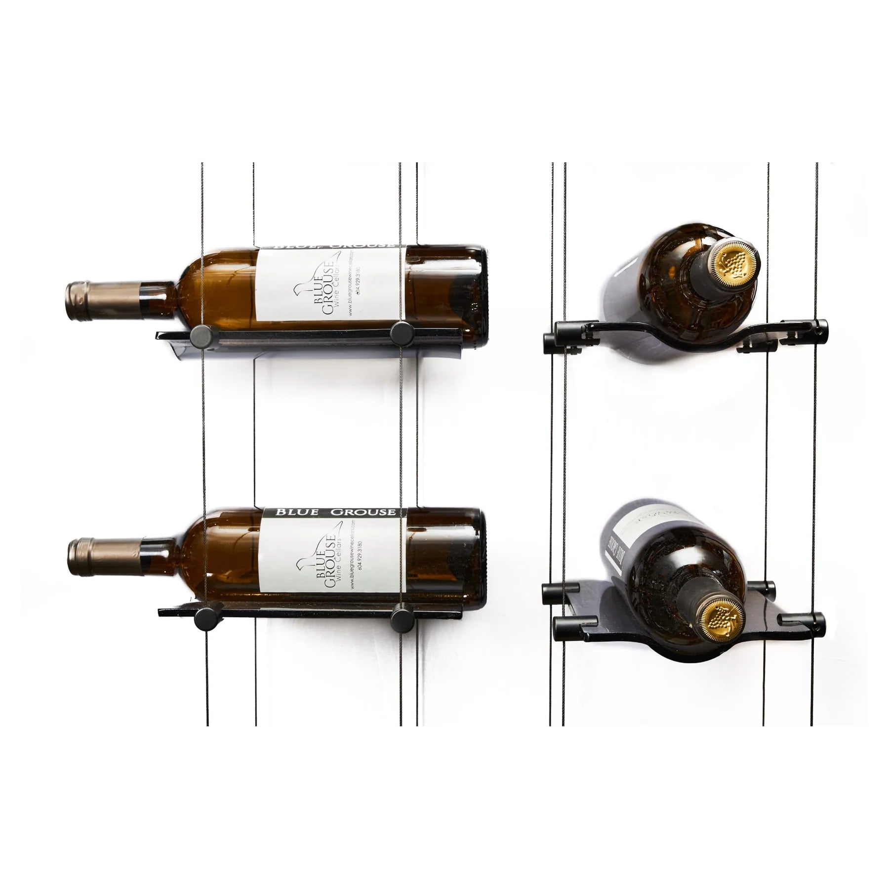 Blue Grouse 6 Bottle Floating Cable Wine Rack Display Kit - Modern Wine Storage Solution for Home Bars, Restaurants, and Wine Cellars